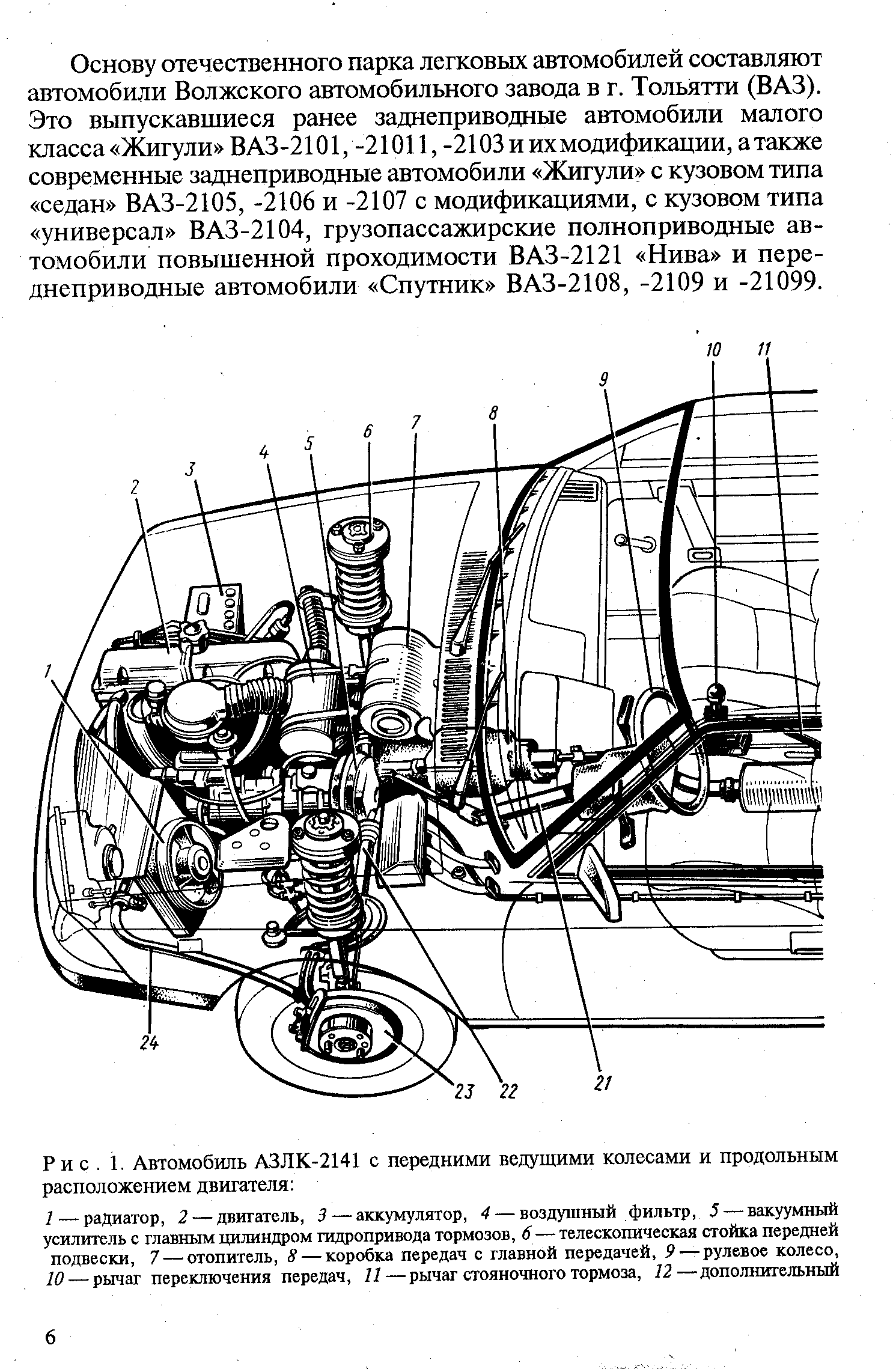 Рис. 1. Автомобиль АЗЛК-2141 с передними <a href="/info/4612">ведущими колесами</a> и продольным расположением двигателя 
