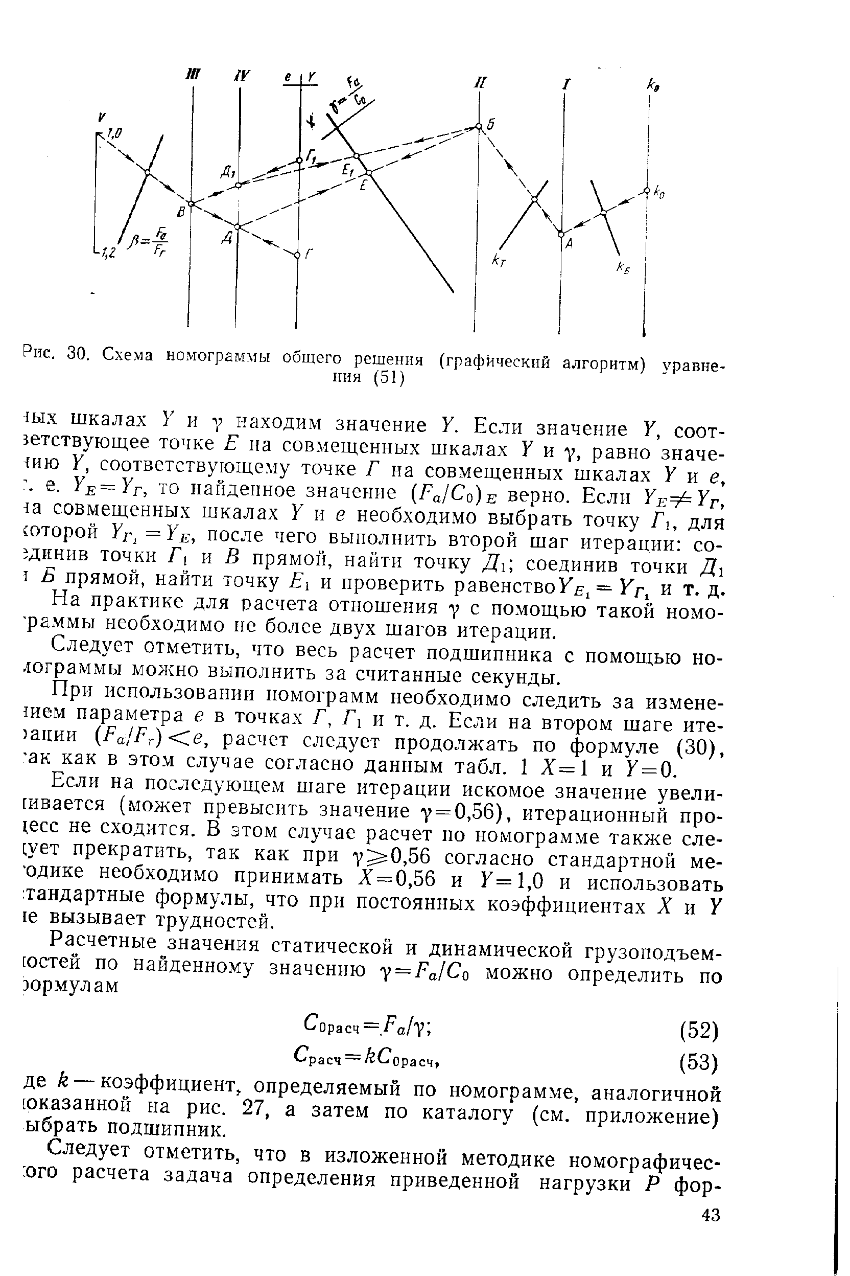 Рис. 30. Схема номограммы <a href="/info/138992">общего решения</a> (графический алгоритм) уравнения (51)
