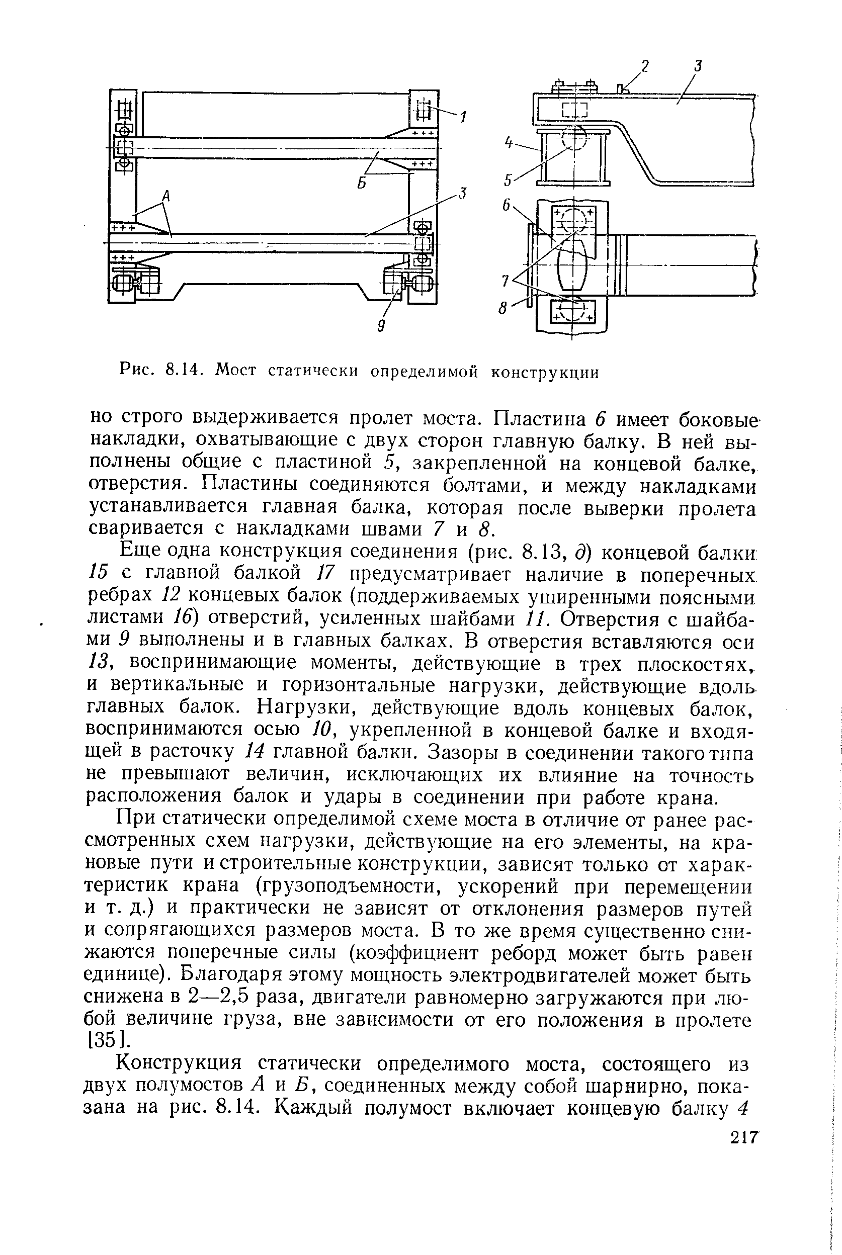 Рис. 8.14. Мост <a href="/info/1947">статически определимой</a> конструкции
