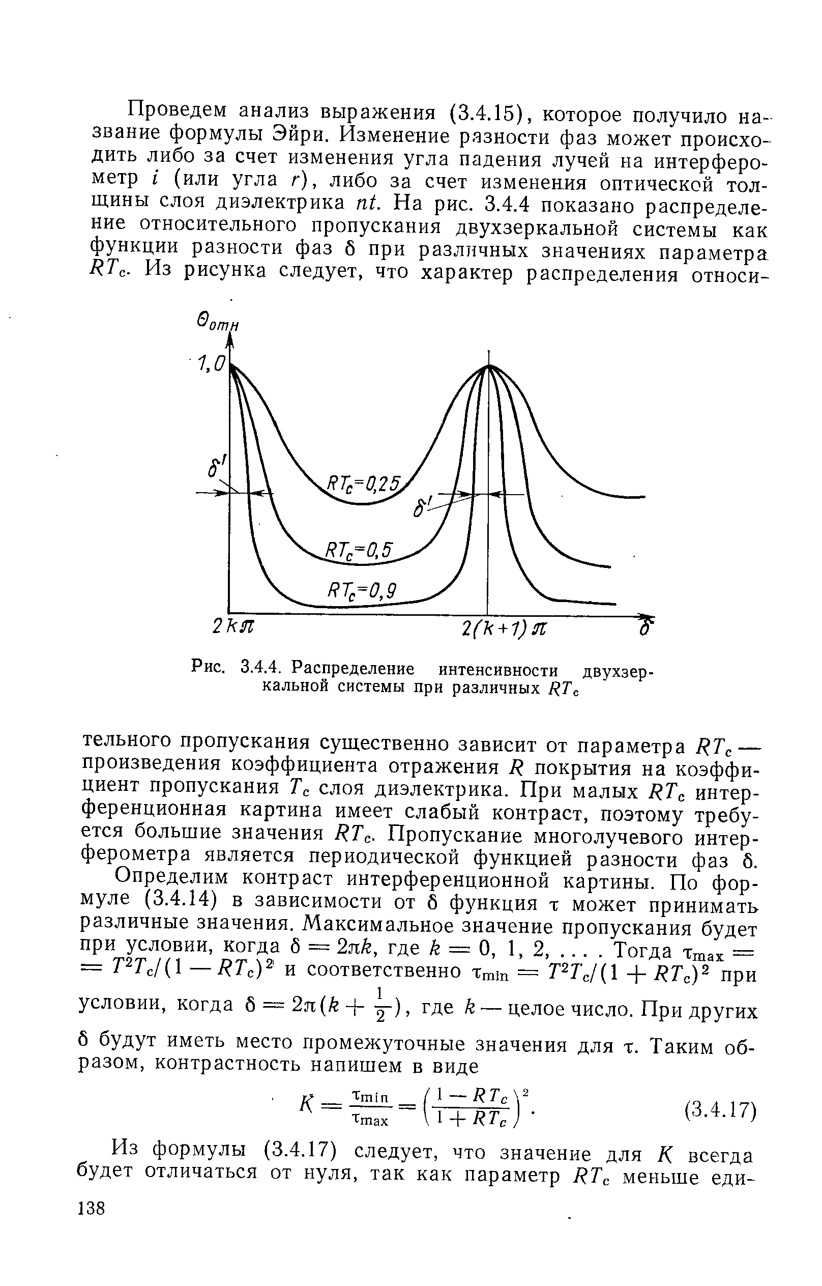 Рис. 3.4,4. <a href="/info/174637">Распределение интенсивности</a> двухзеркальной системы при различных RT 
