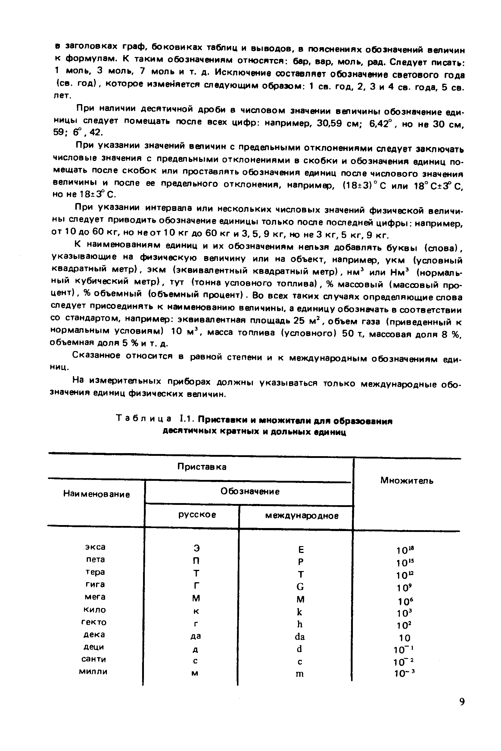 Таблица 1.1. Приставки и множители для обр десятичных кратных и дольных единиц
