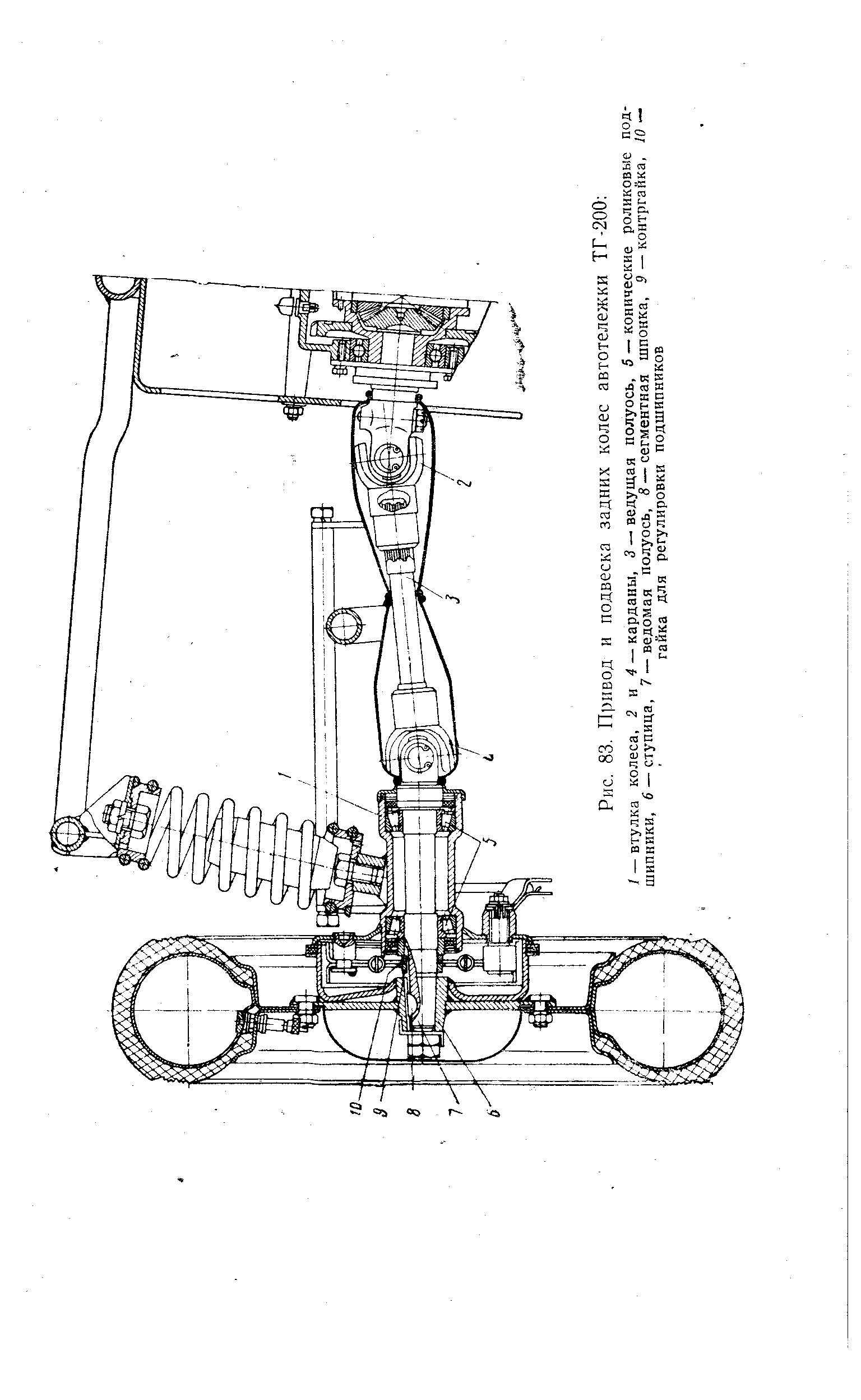 Рис. 83. Привод и подвеска задних колес автотележки ТГ-200 
