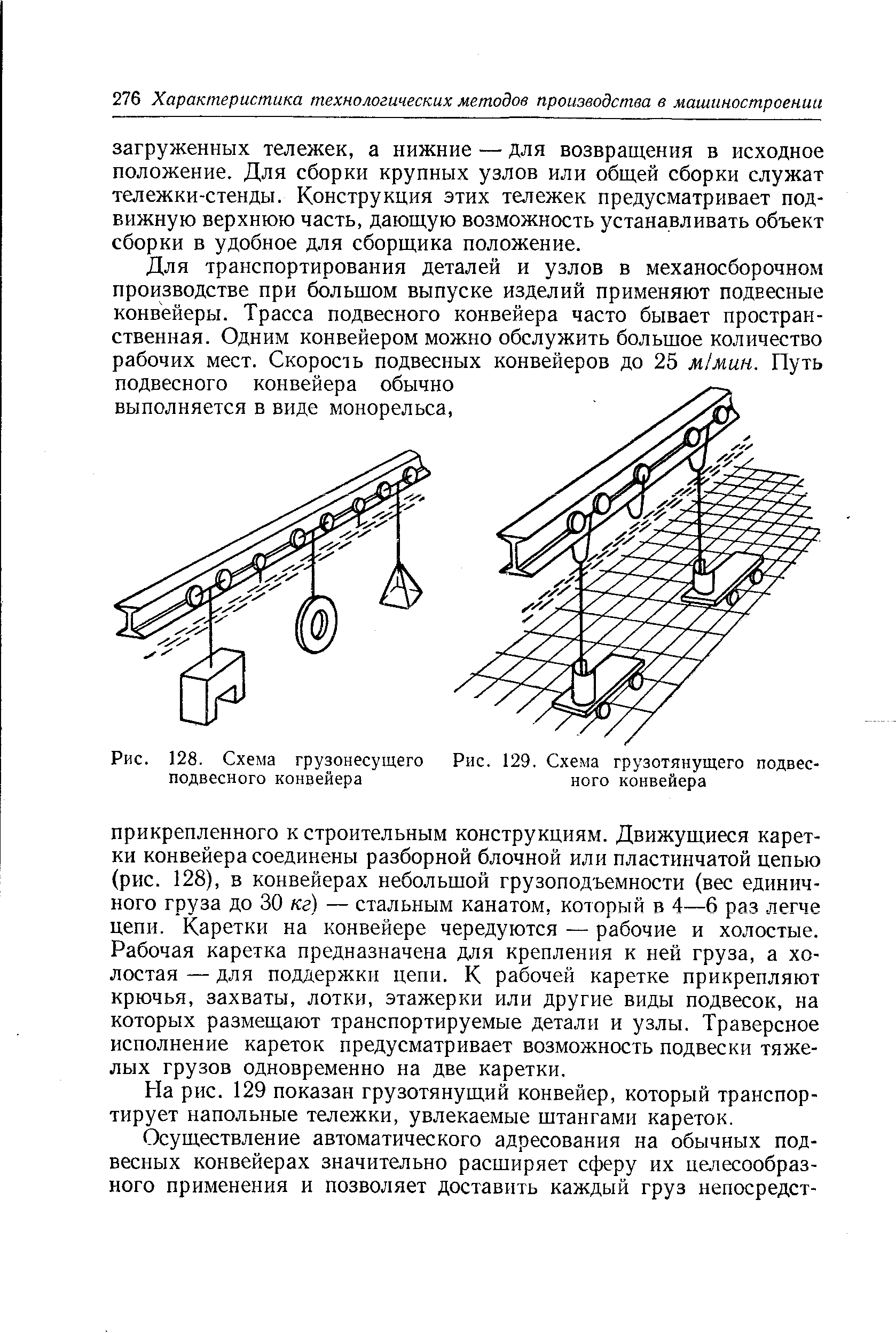 Рис. 129. Схема грузотянущего подвесного конвейера
