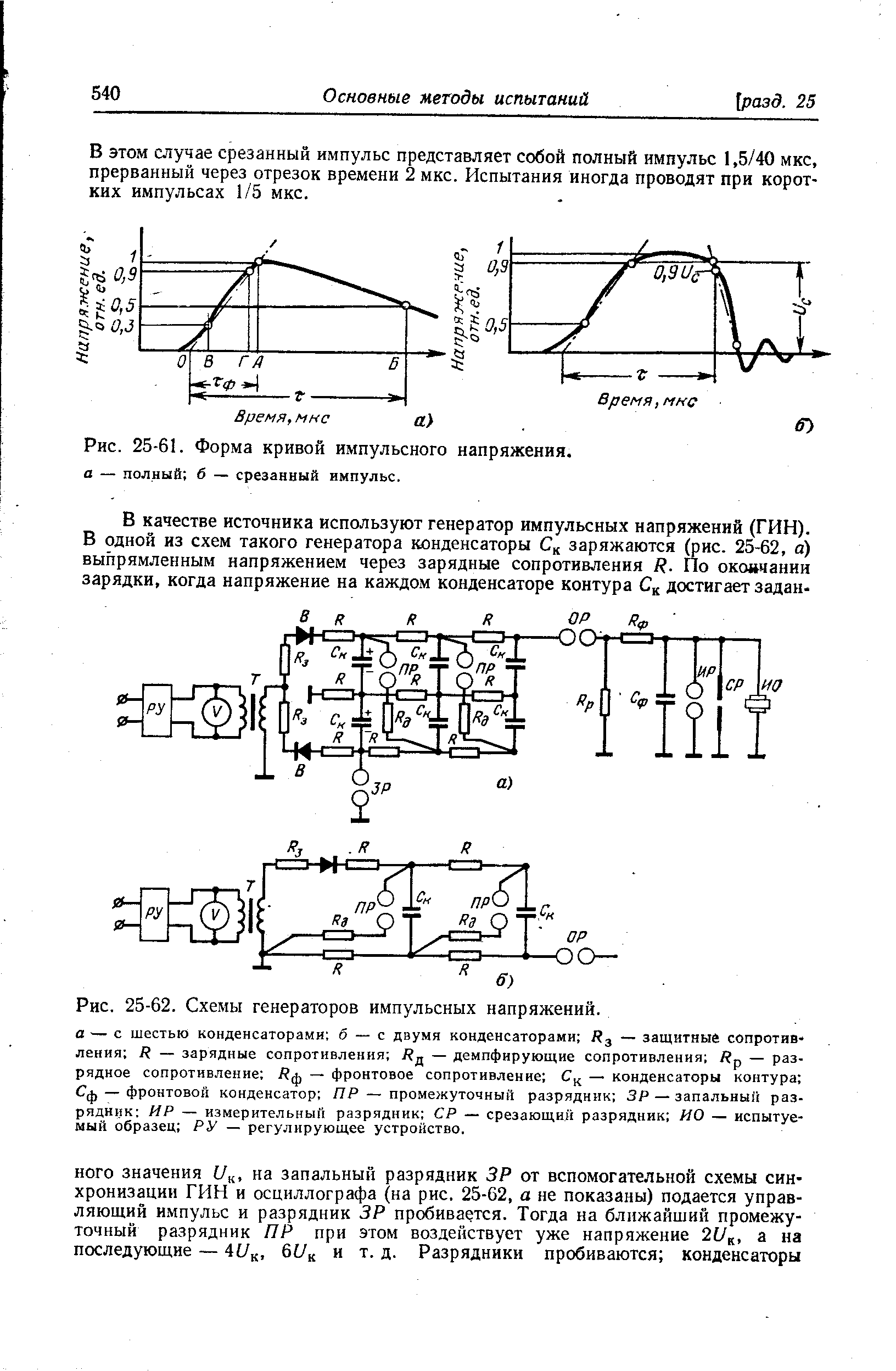 Рис. 25-62. <a href="/info/11219">Схемы генераторов</a> импульсных напряжений.
