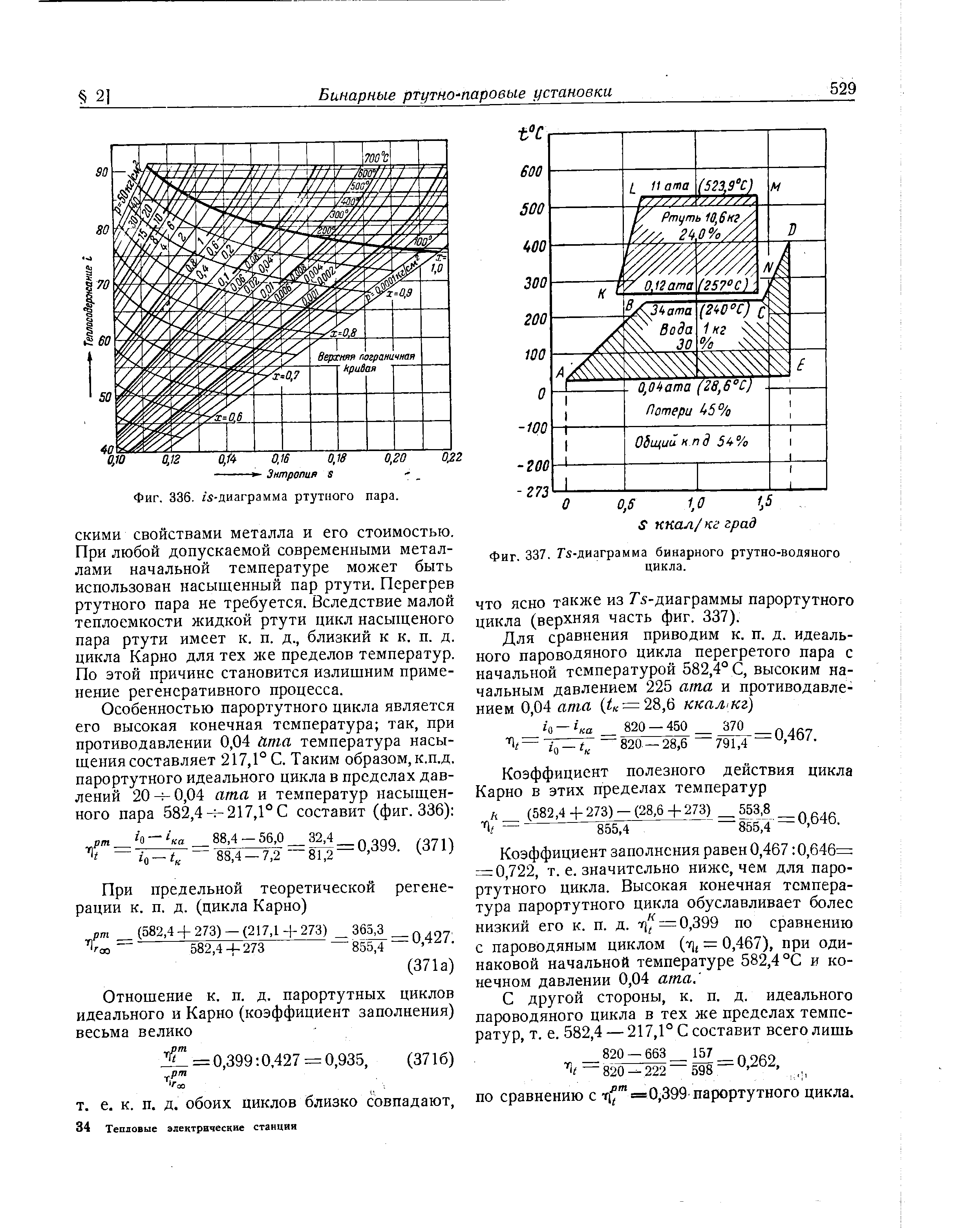Фиг. 337. Г5-диаграмма бинарного ртутно-водяного цикла.

