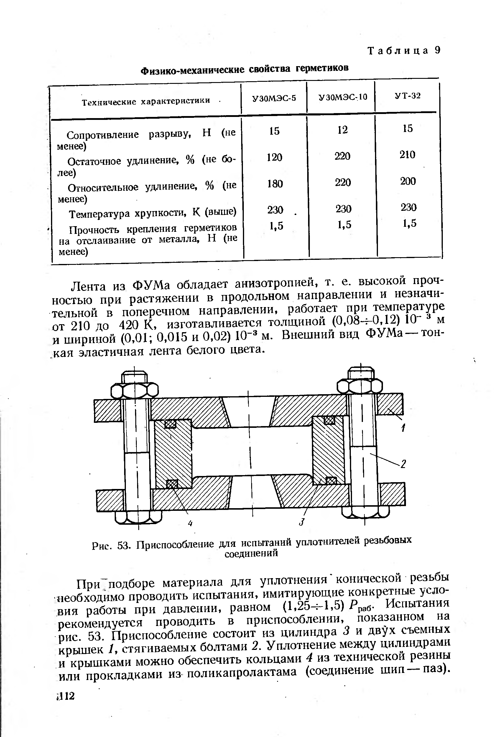 Рис. 53. Приспособление для испытаний уплотнителей резьбовых соединений
