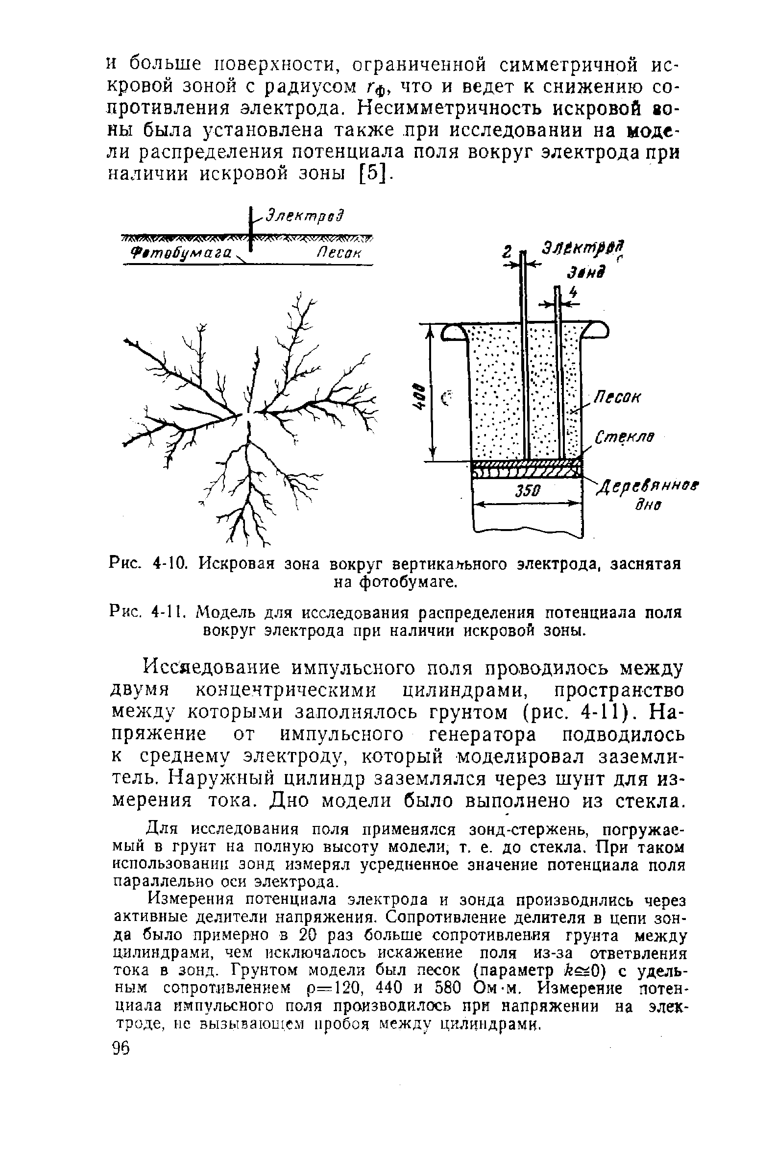 Рис. 4-11. Модель для исследования распределения <a href="/info/19467">потенциала поля</a> вокруг электрода при наличии искровой зоны.
