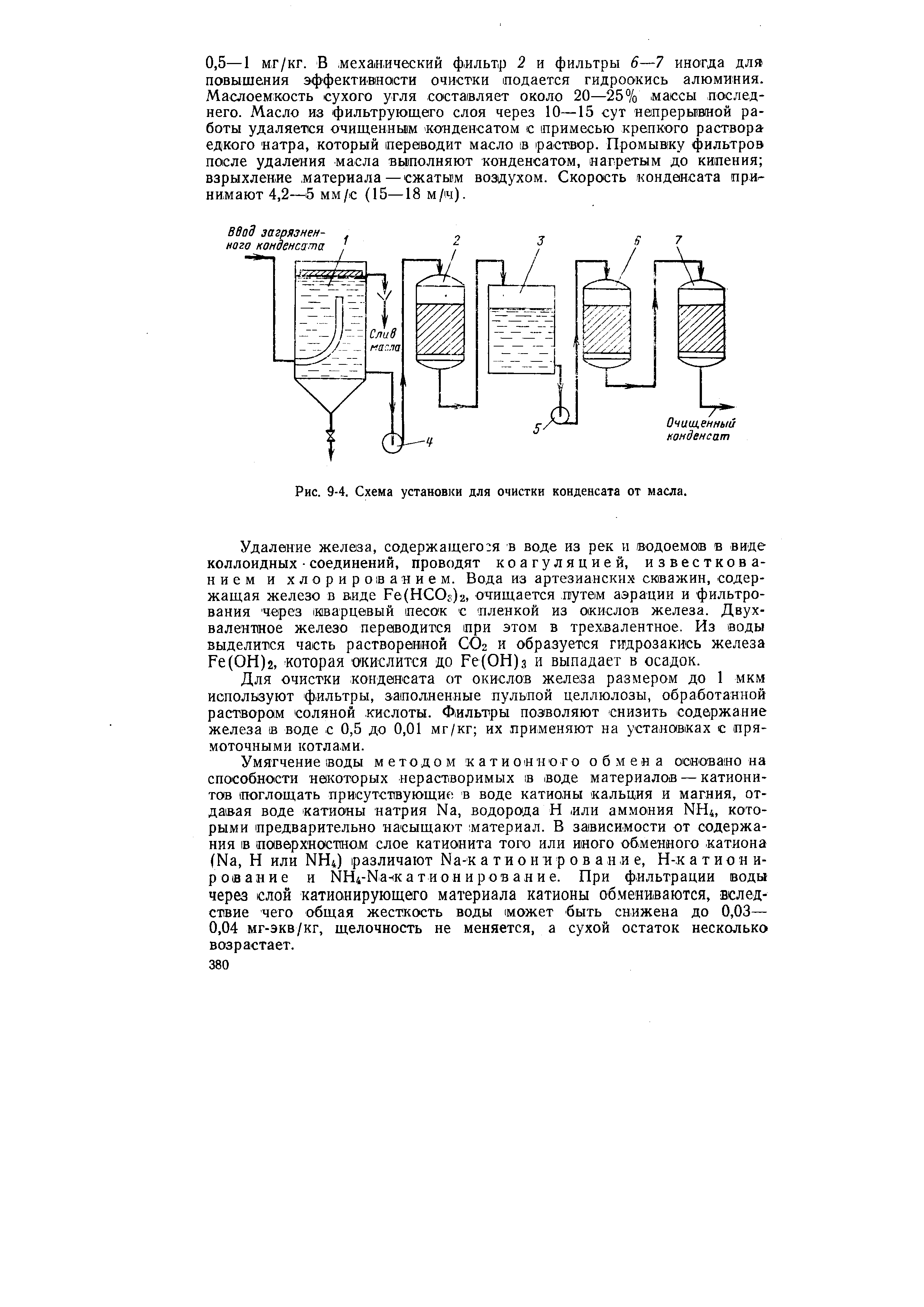Рис. 9-4. Схема установки для очистки конденсата от масла.
