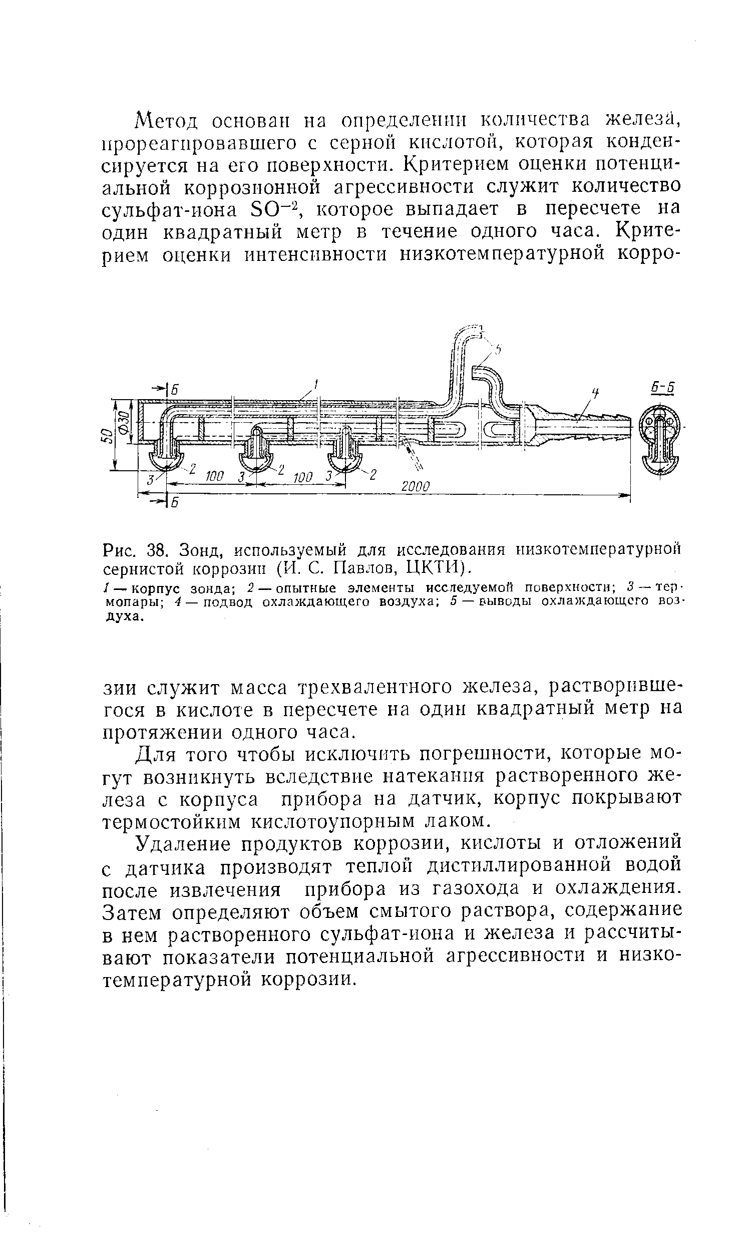 Рис. 38. Зонд, используемый для исследования низкотемпературной сернистой коррозии (И. С. Павлов, ЦКТИ).
