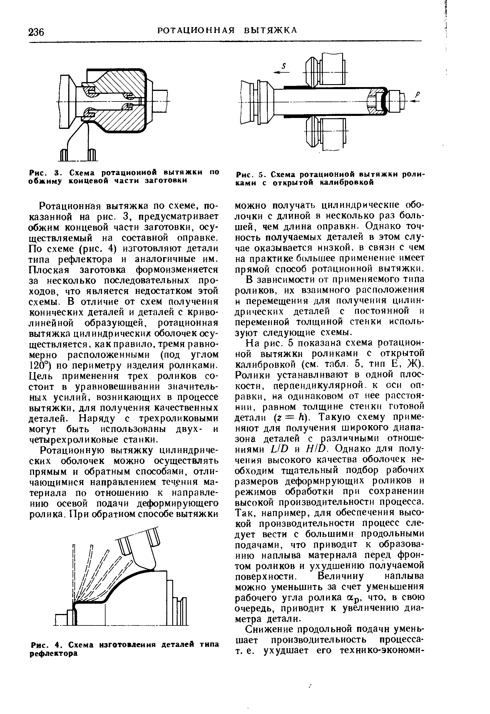 Рис. 3. Схема ротационной вытяжки по обжиму коицевой части заготовки
