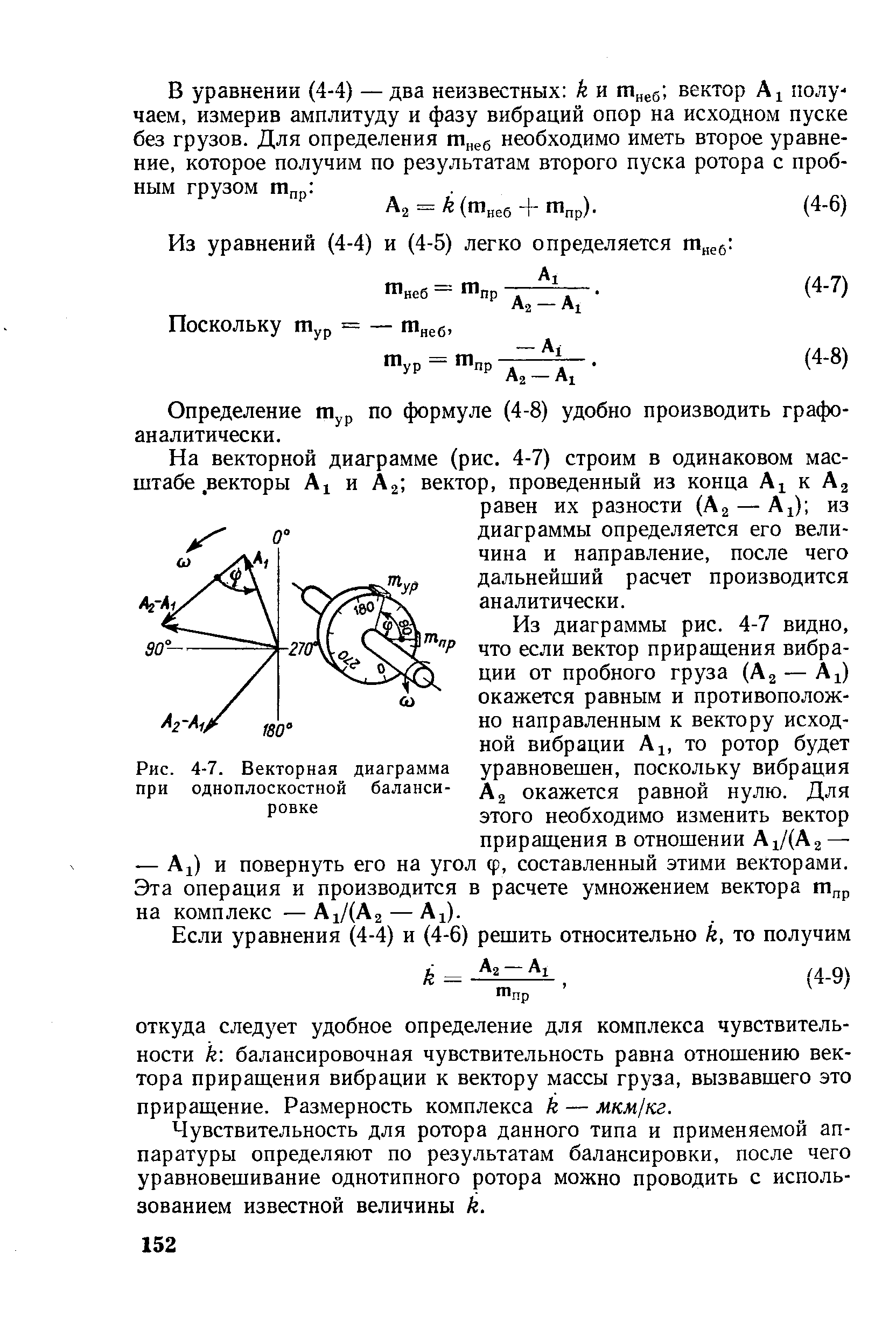 Рис. 4-7. <a href="/info/19381">Векторная диаграмма</a> при одноплоскостной балансировке
