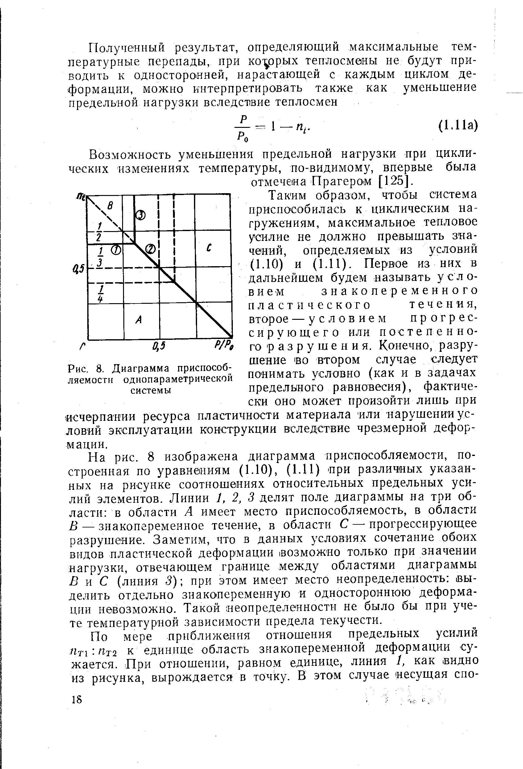 Рис. 8. Диаграмма приспособляемости однопараметрической системы
