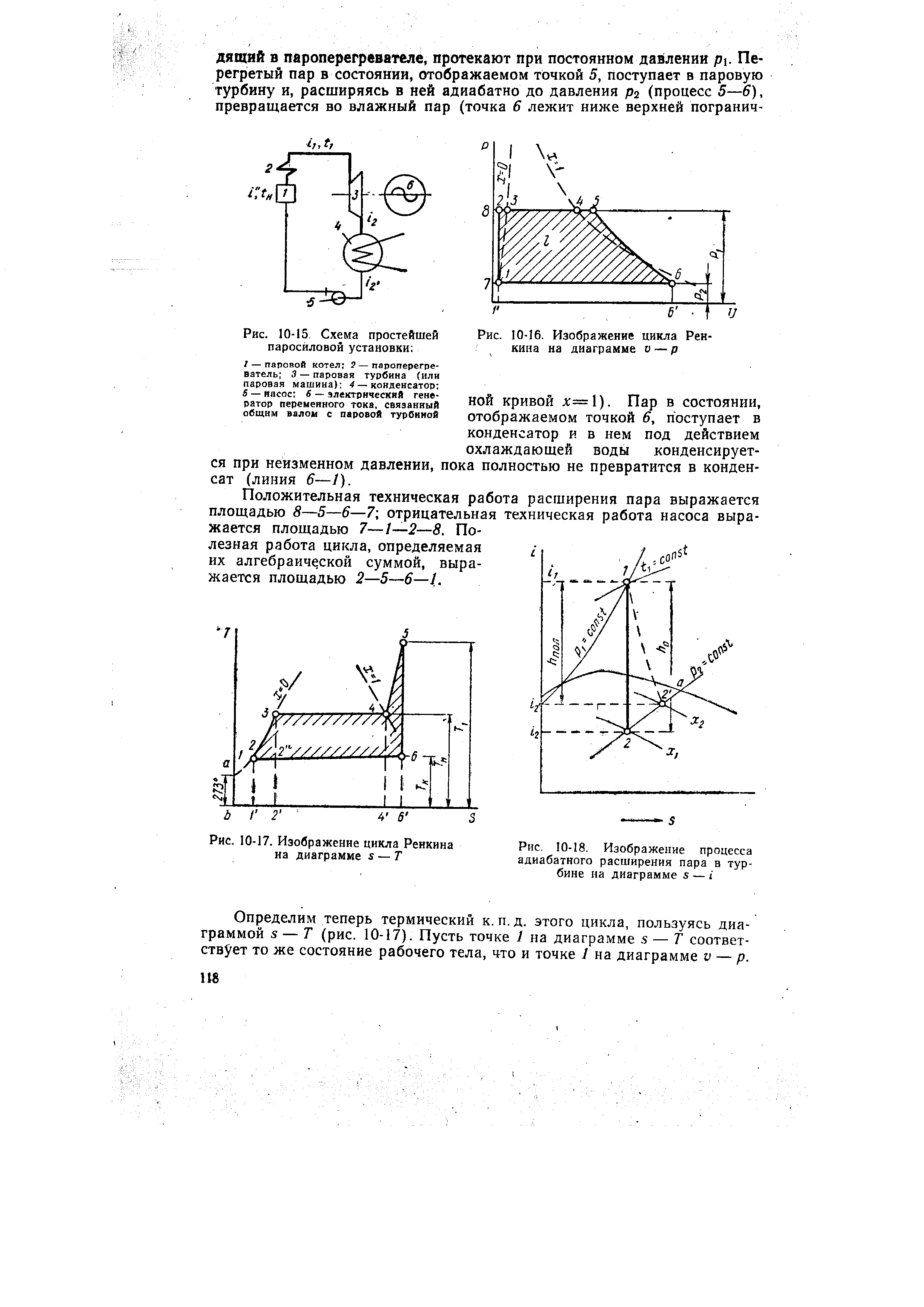Рис. 10-15, Схема простейшей паросиловой установки 
