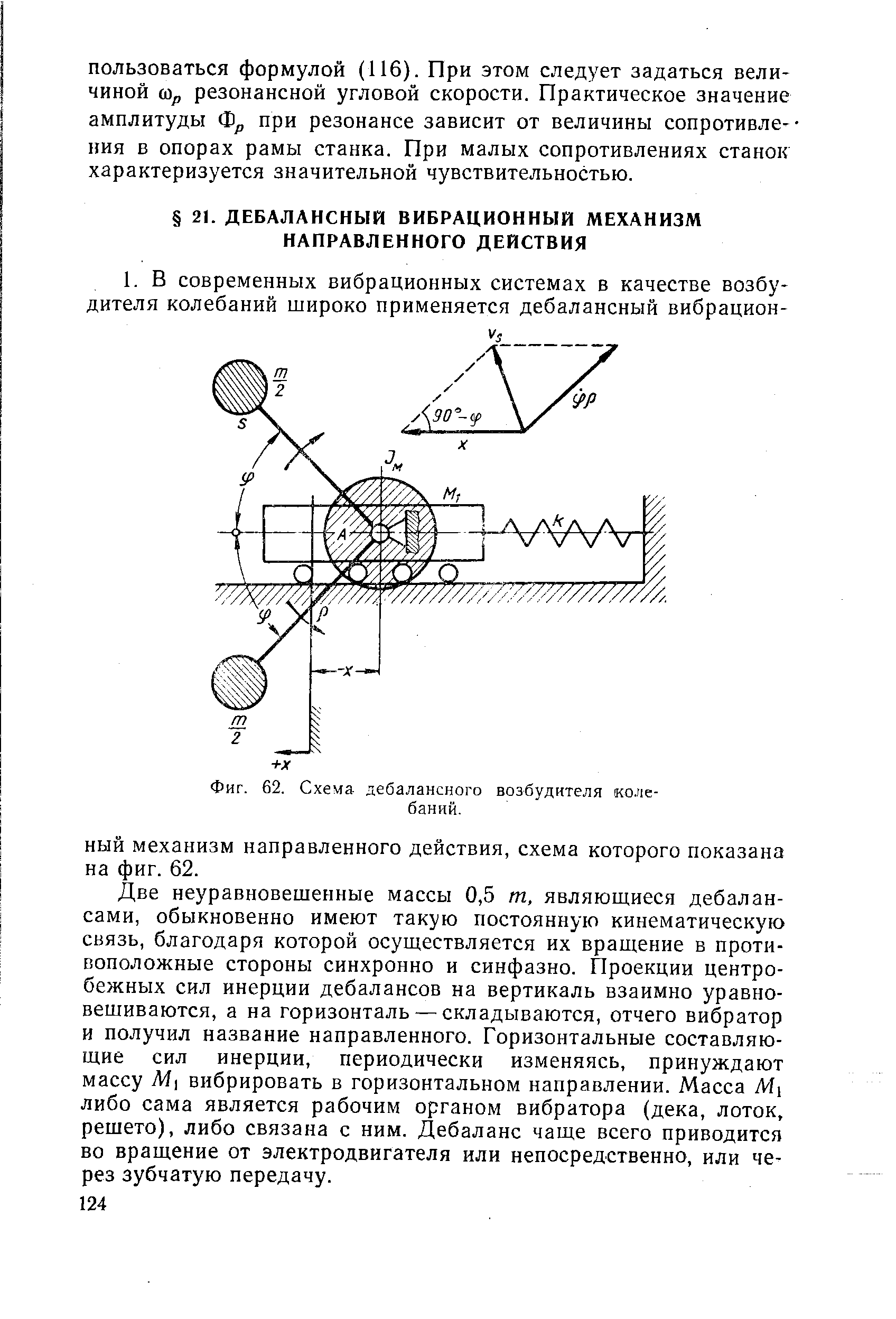 Фиг. 62. Схема дебалансного возбудителя колебаний.
