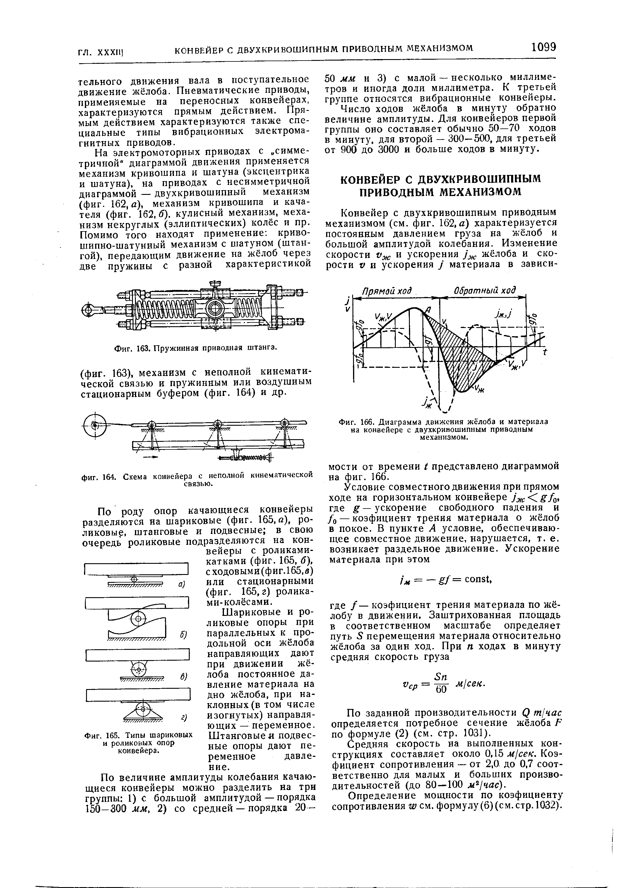 Фиг. 165. Типы шариковых и роликовых опор конвейера.
