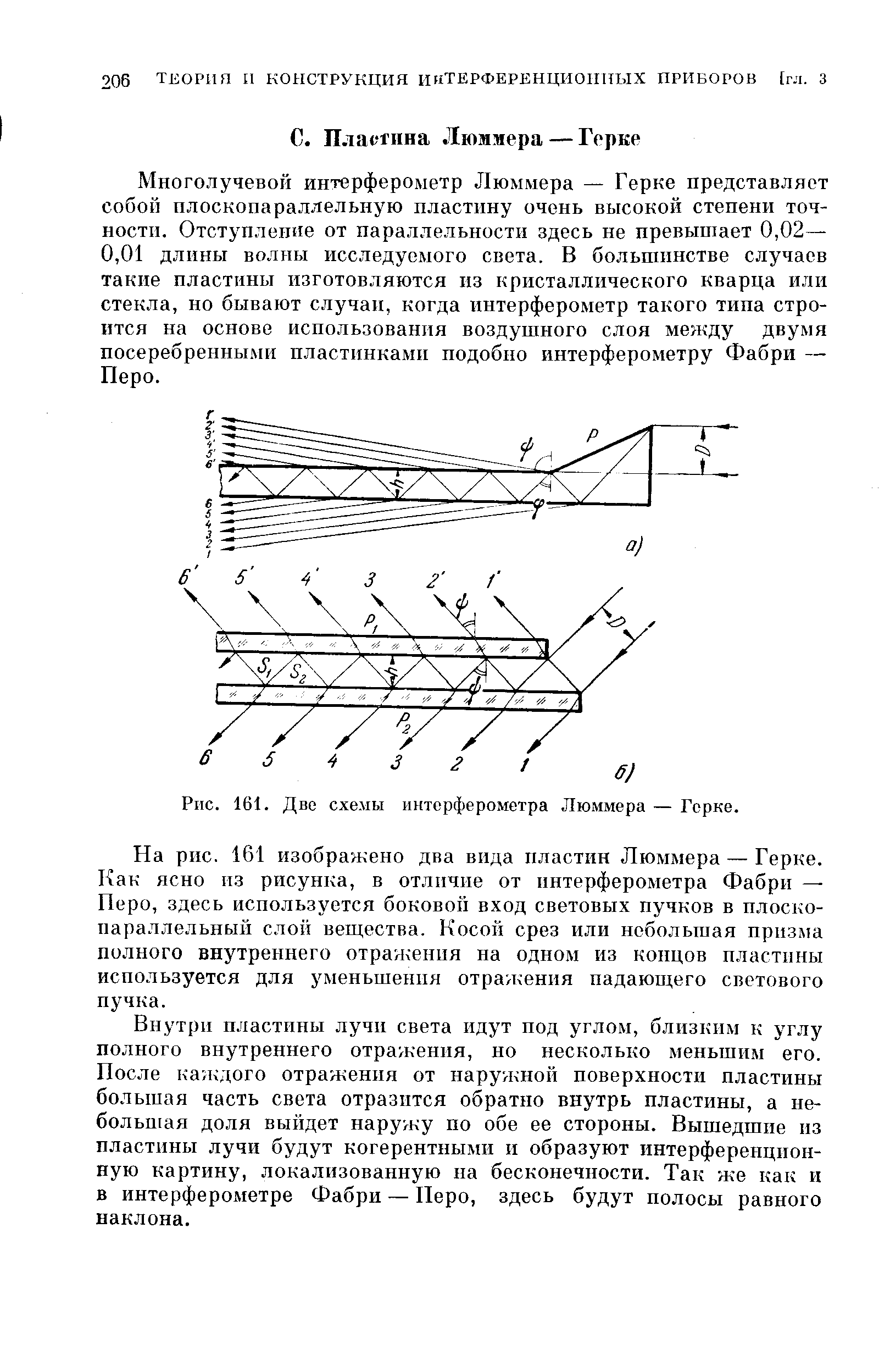 Рис. 161. Две схемы интерферометра Люммера — Герке.

