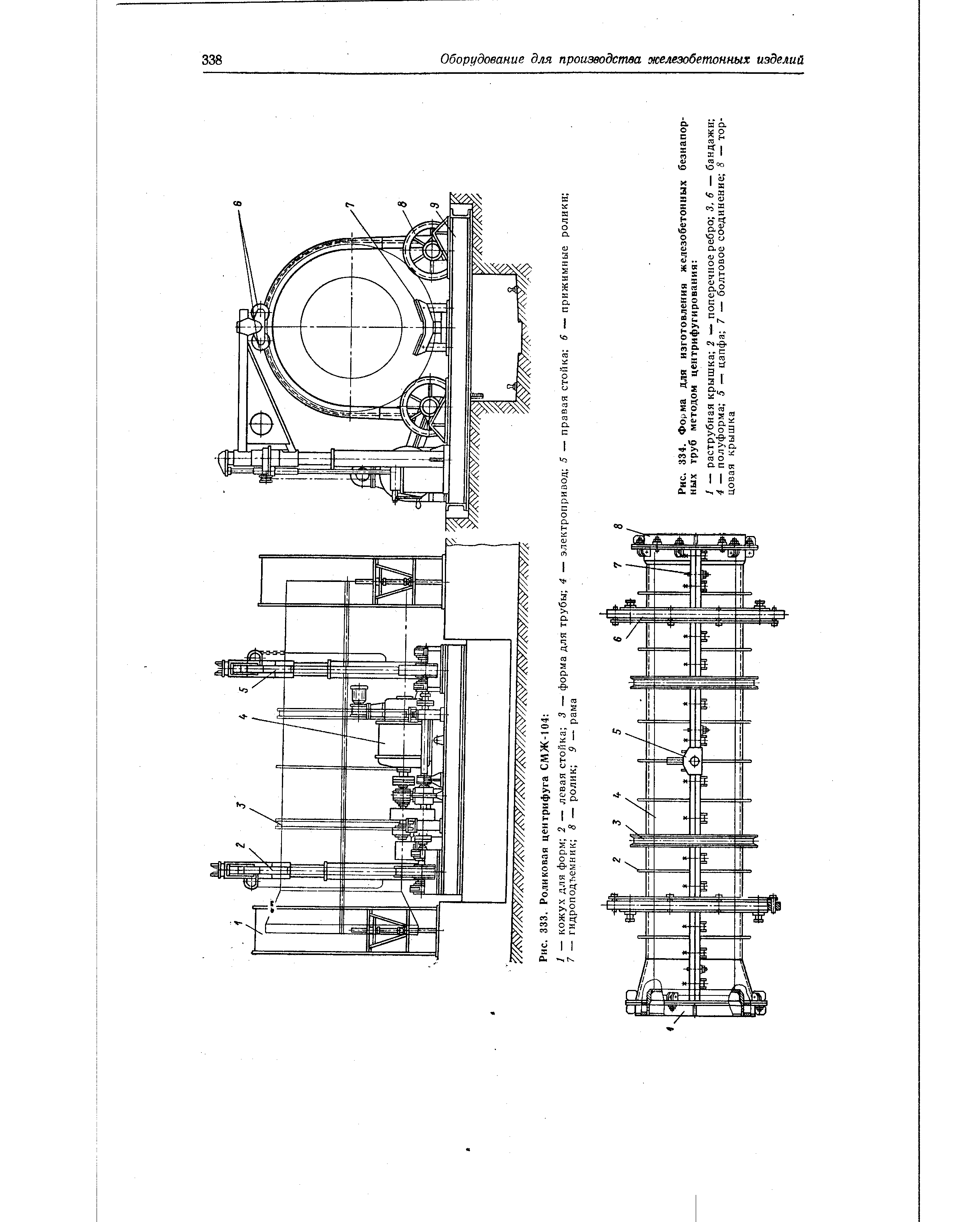 Рис. 334. Форма для изготовления железобетонных безнапорных труб методом центрифугирования 
