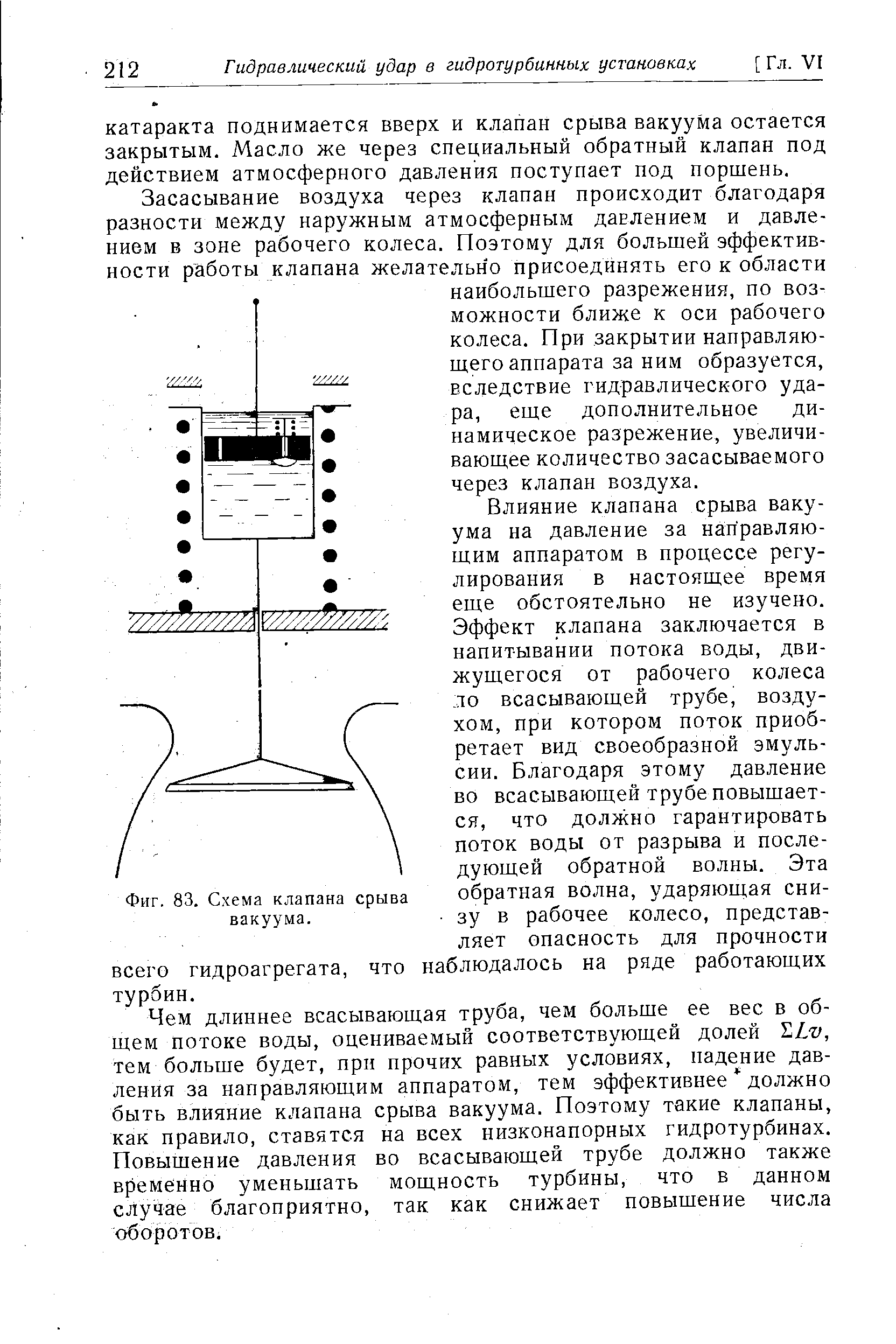 Фиг. 83. Схема клапана срыва вакуума.
