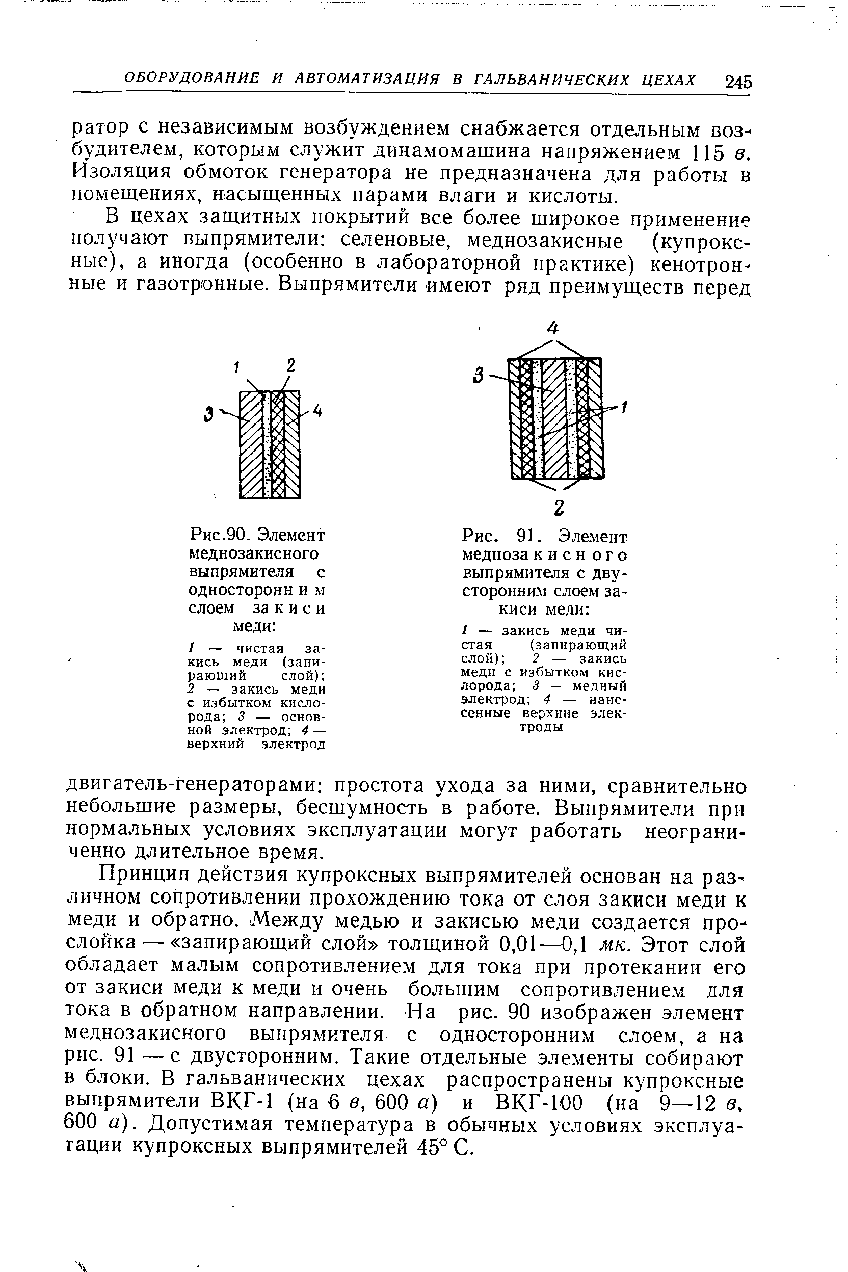 Рис.90- Элемент меднозакисного выпрямителя с односторонн и м слоем за к и с и меди 
