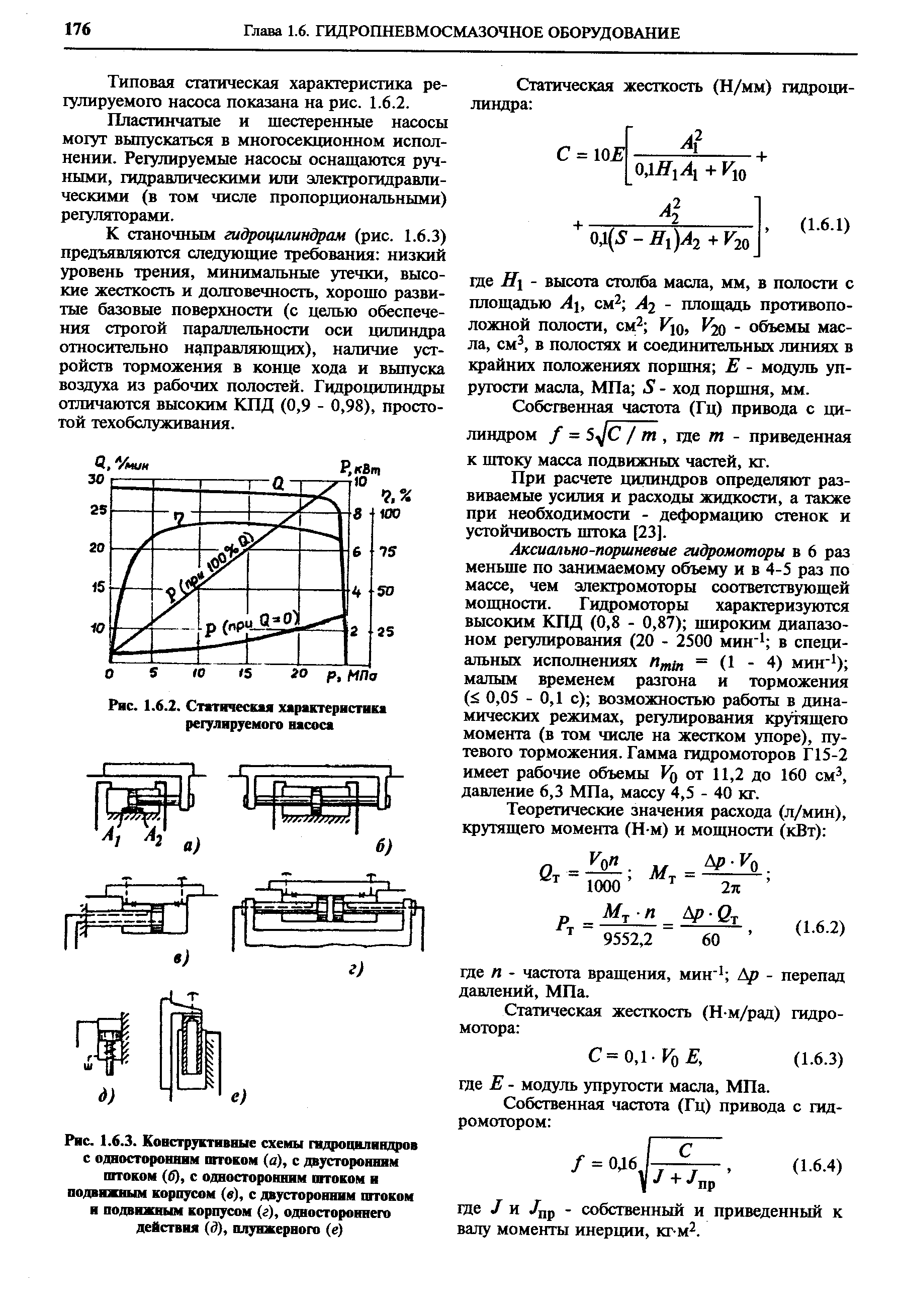 Типовая статическая характеристика регулируемого насоса показана на рис. 1.6.2.
