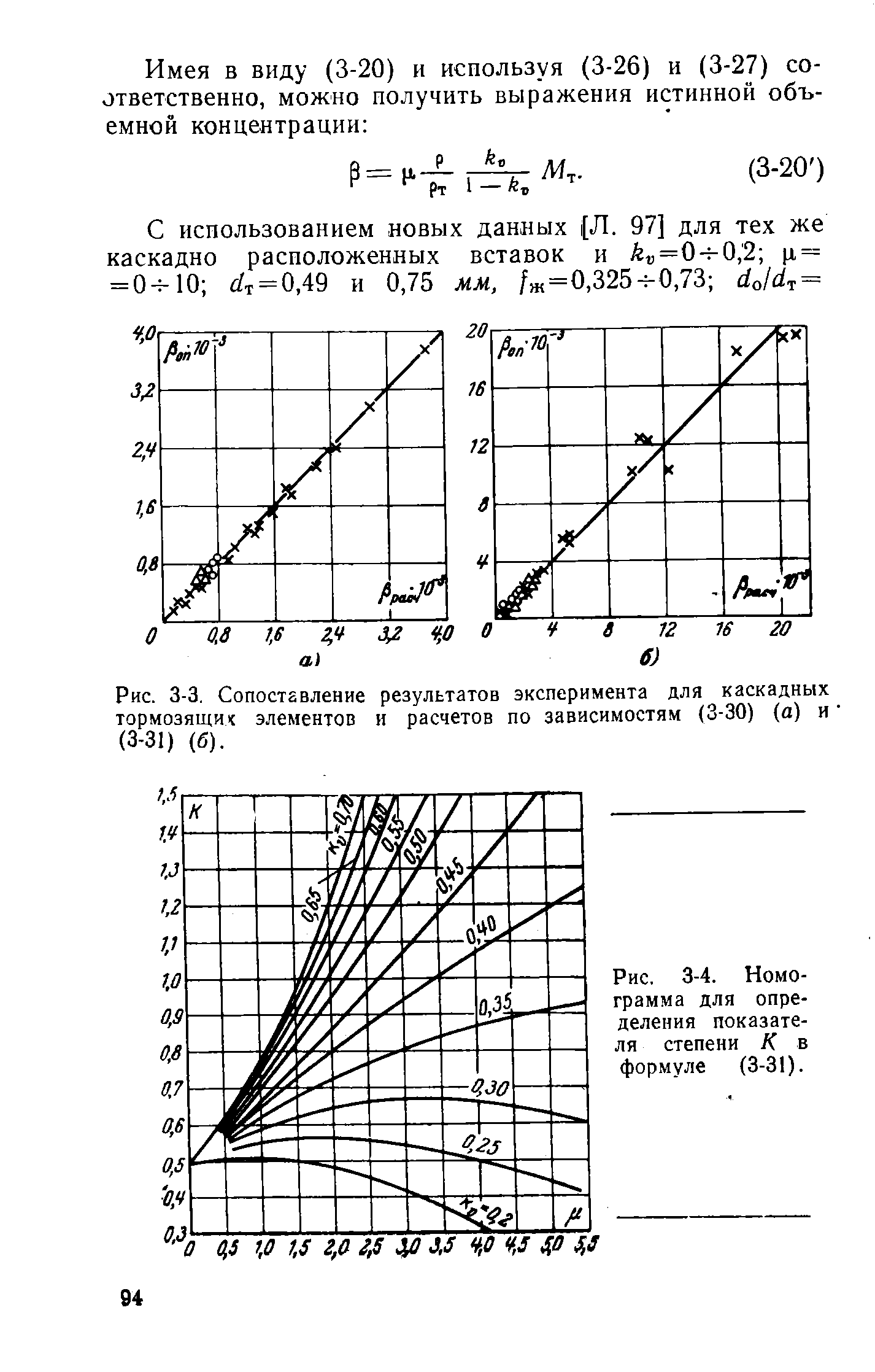 Рис. 3-4. Номограмма для <a href="/info/190954">определения показателя</a> степени К в формуле (3-31).
