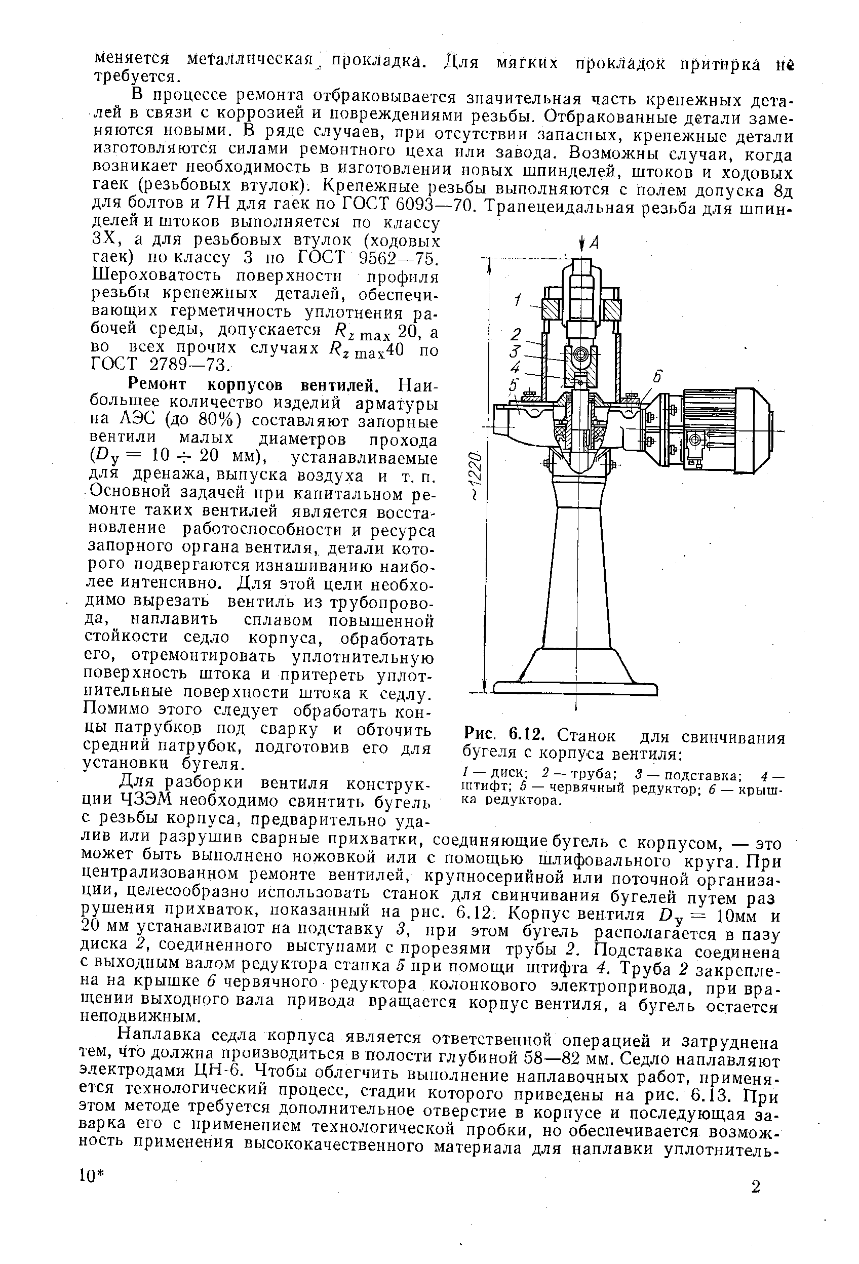 Рис. 6.12. Станок для свинчивания бугеля с корпуса вентиля 
