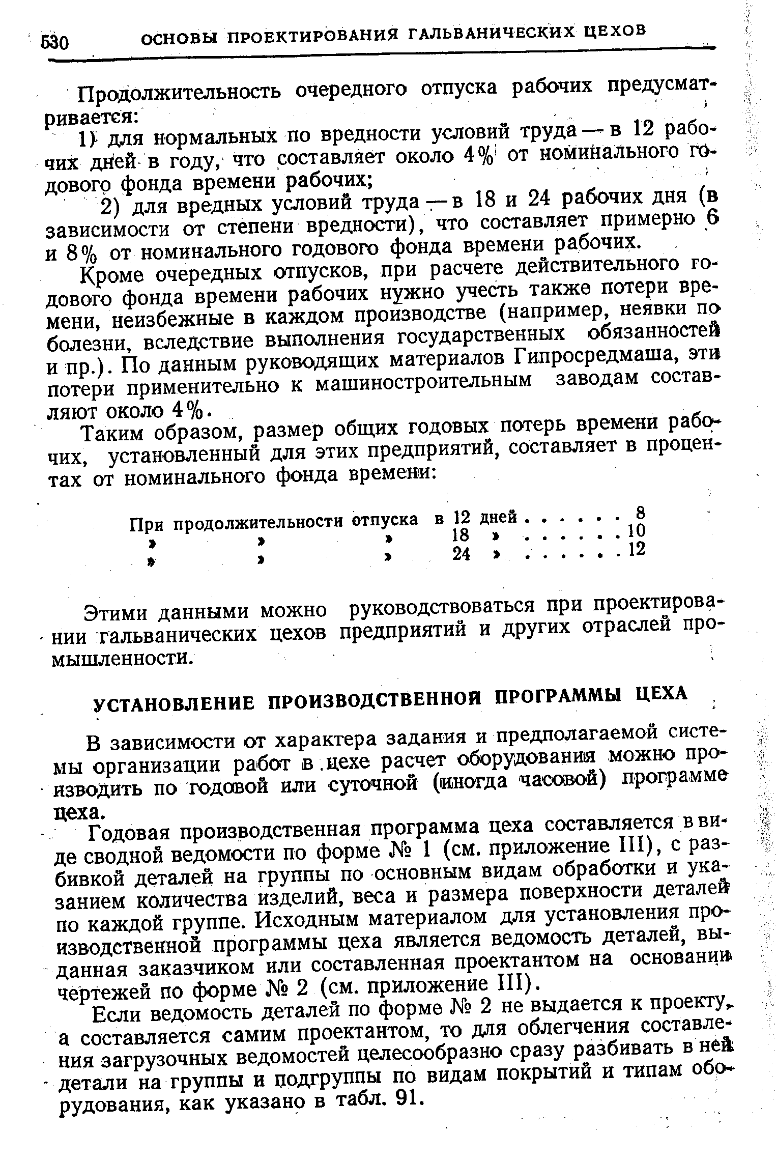 В зависимости от характера задания и предполагаемой системы организации работ в. цехе расчет оборудования можно производить по годовой или суточной (иногда часовой) лрограмме цеха.
