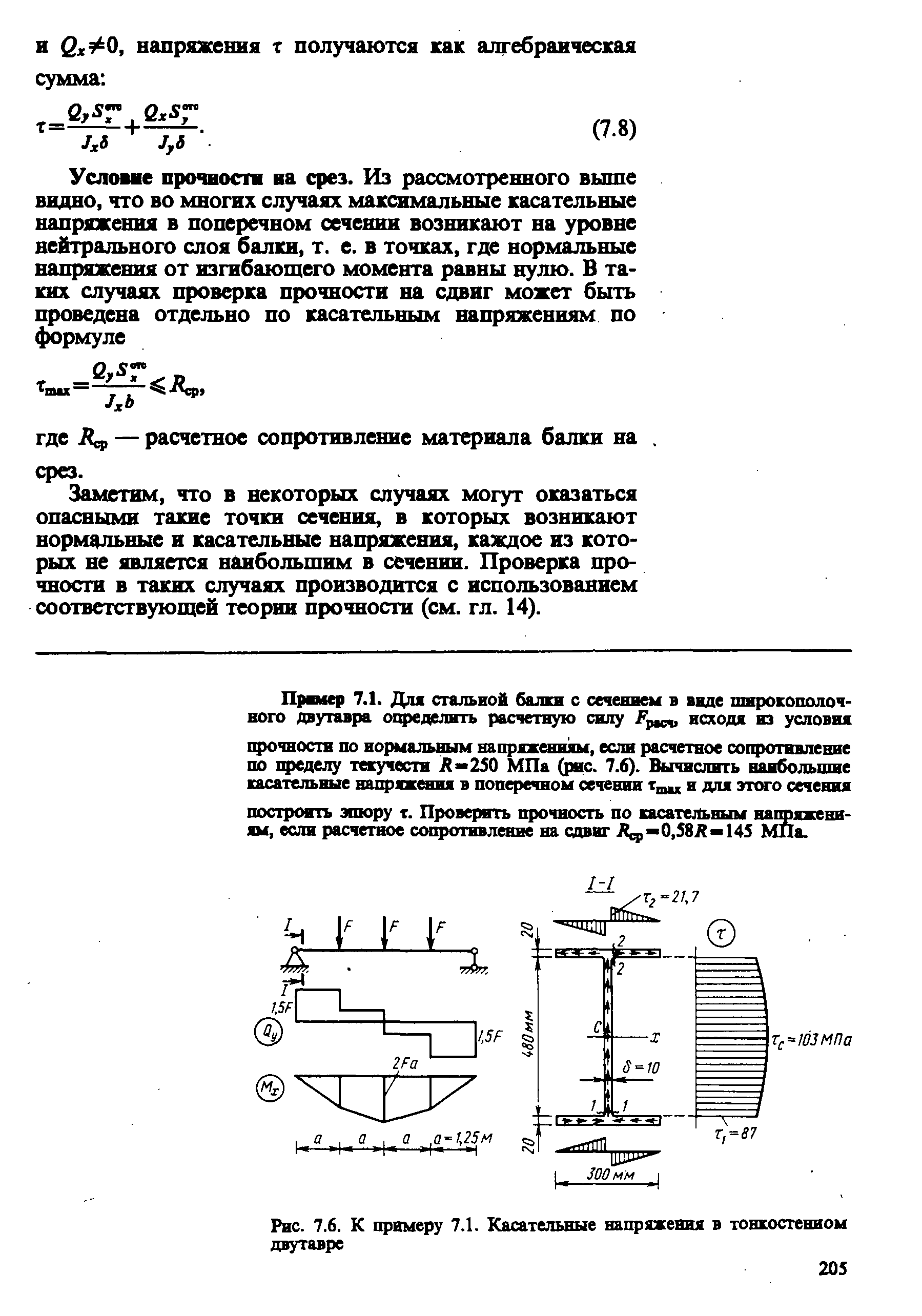 Касательные напряжения в Тавре