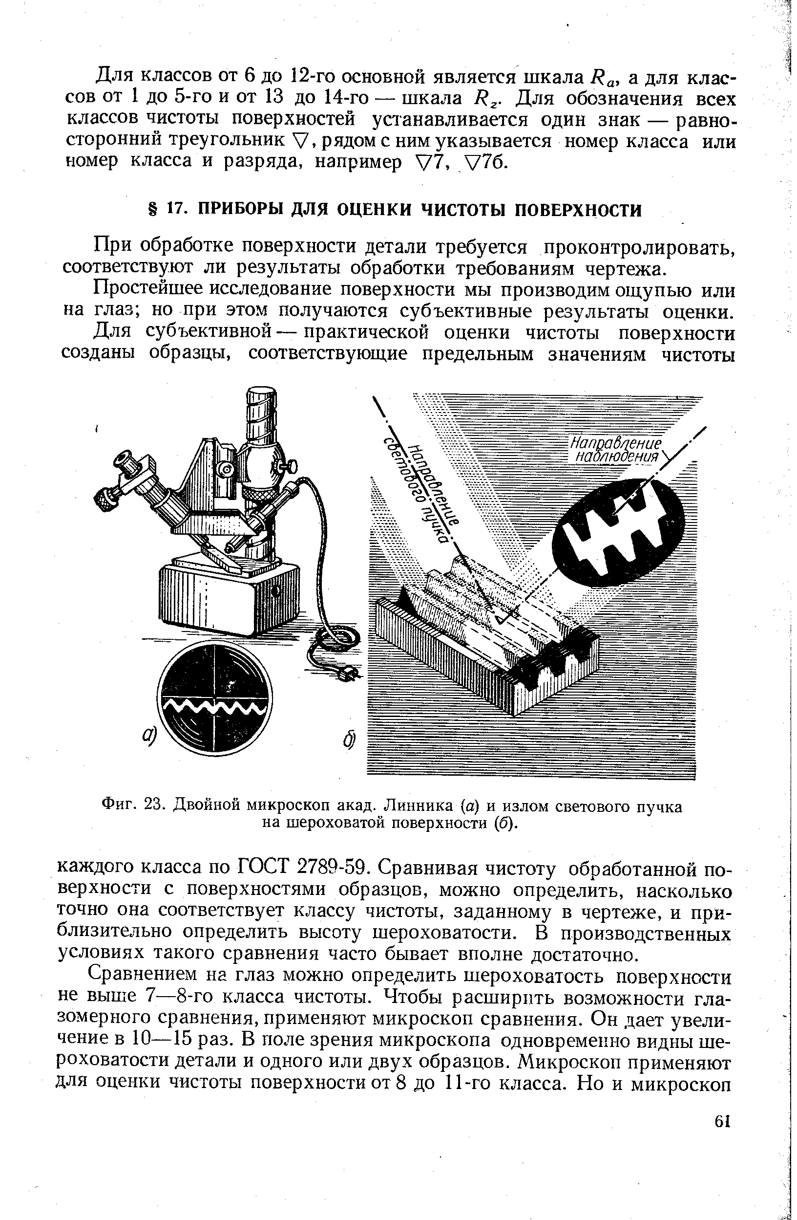 Фиг. 23. <a href="/info/319782">Двойной микроскоп</a> акад. Линника (а) и излом светового пучка на шероховатой поверхности (б).
