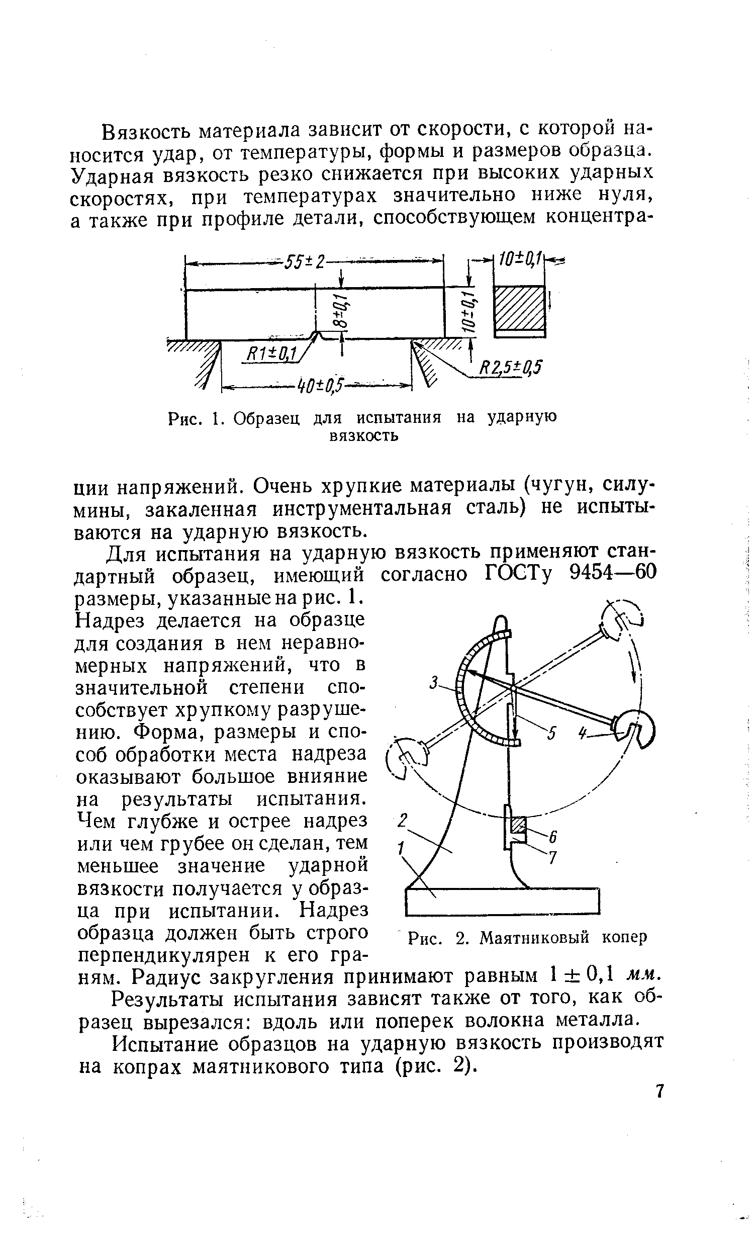 Стандартный образец для испытаний на ударный изгиб имеет сечение