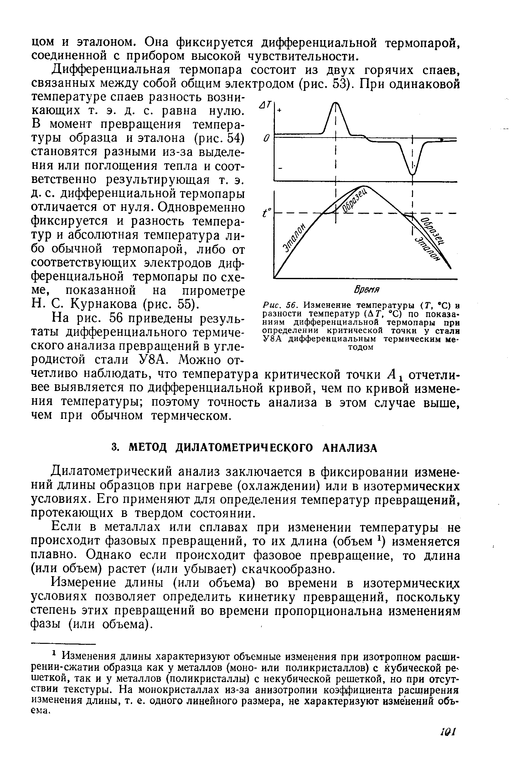 Дилатометрический анализ заключается в фиксировании изменений длины образцов при нагреве (охлаждении) или в изотермических условиях. Его применяют для определения температур превращений, протекающих в твердом состоянии.
