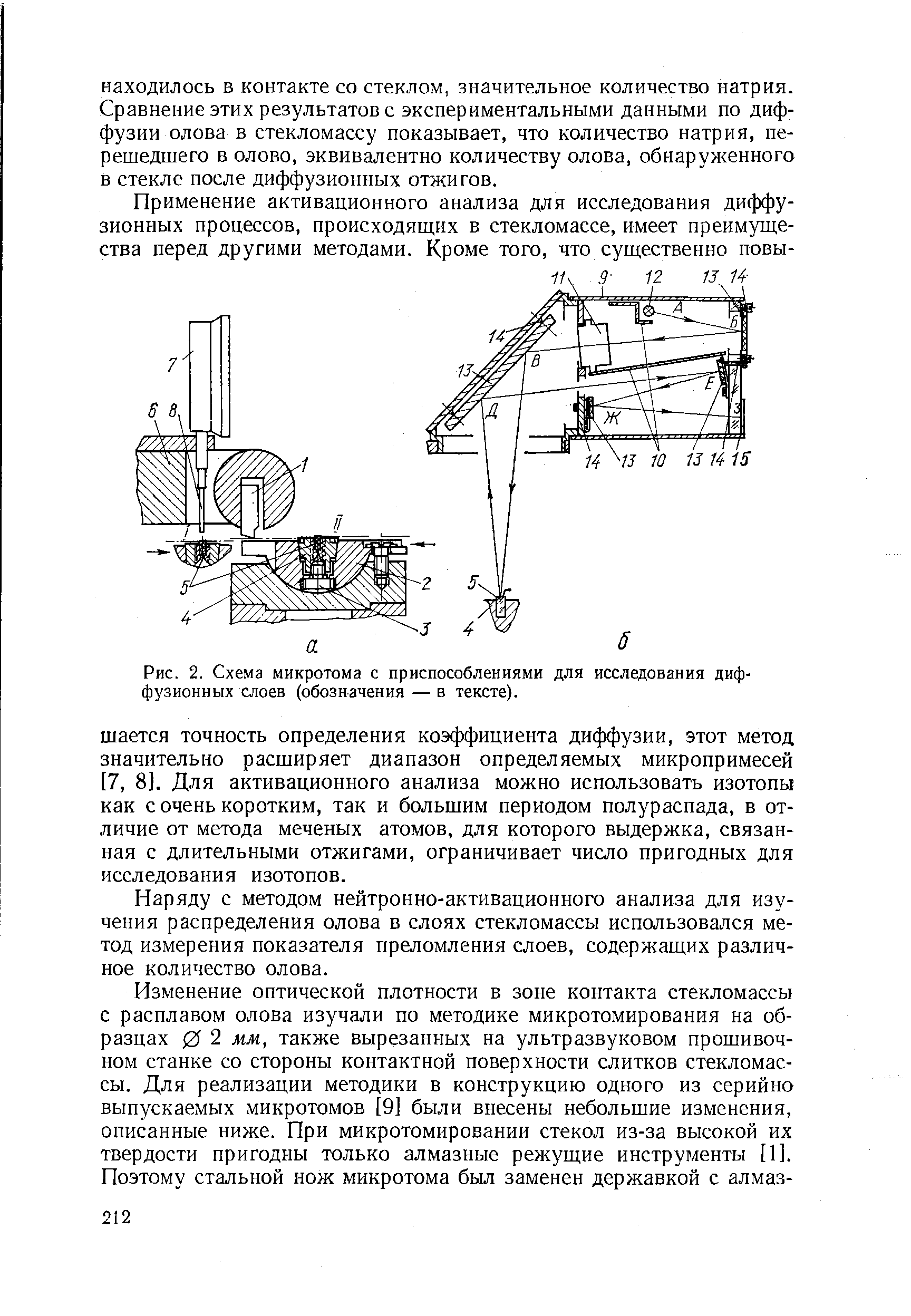 Рис. 2. Схема микротома с приспособлениями для исследования <a href="/info/145767">диффузионных слоев</a> (обозначения — в тексте).
