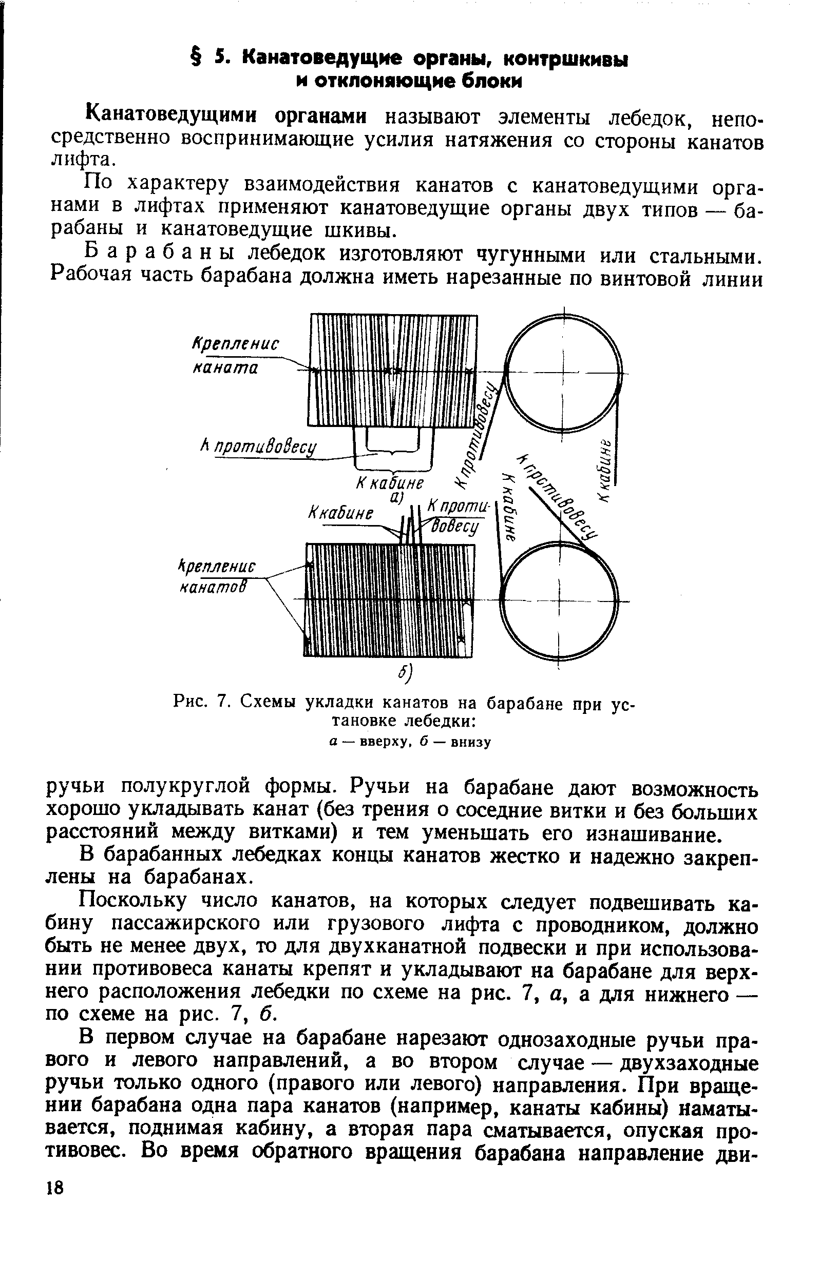 Канатоведущими органами называют элементы лебедок, непосредственно воспринимающие усилия натяжения со стороны канатов лифта.
