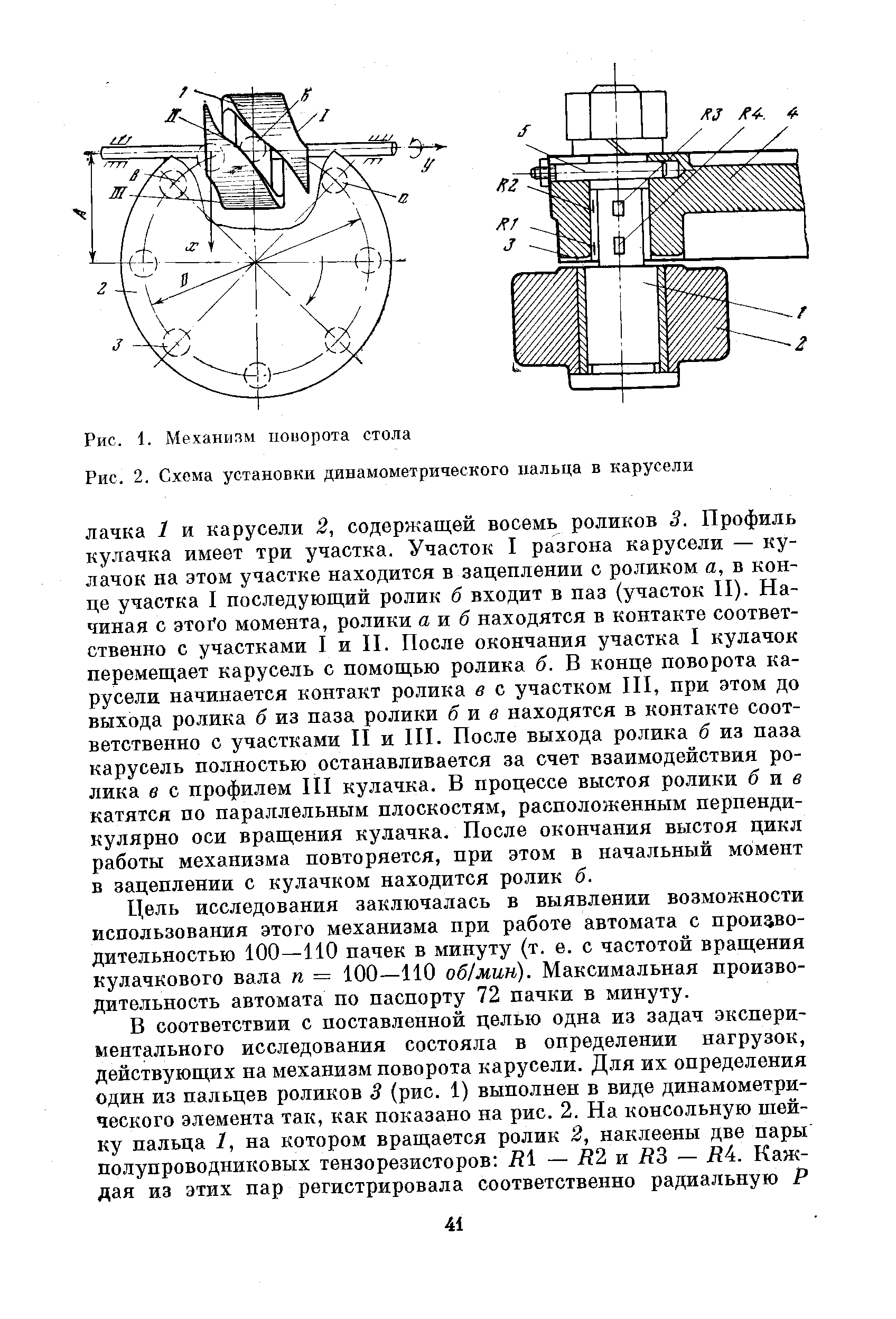 Рис. 2. Схема установки динамометрического пальца в карусели
