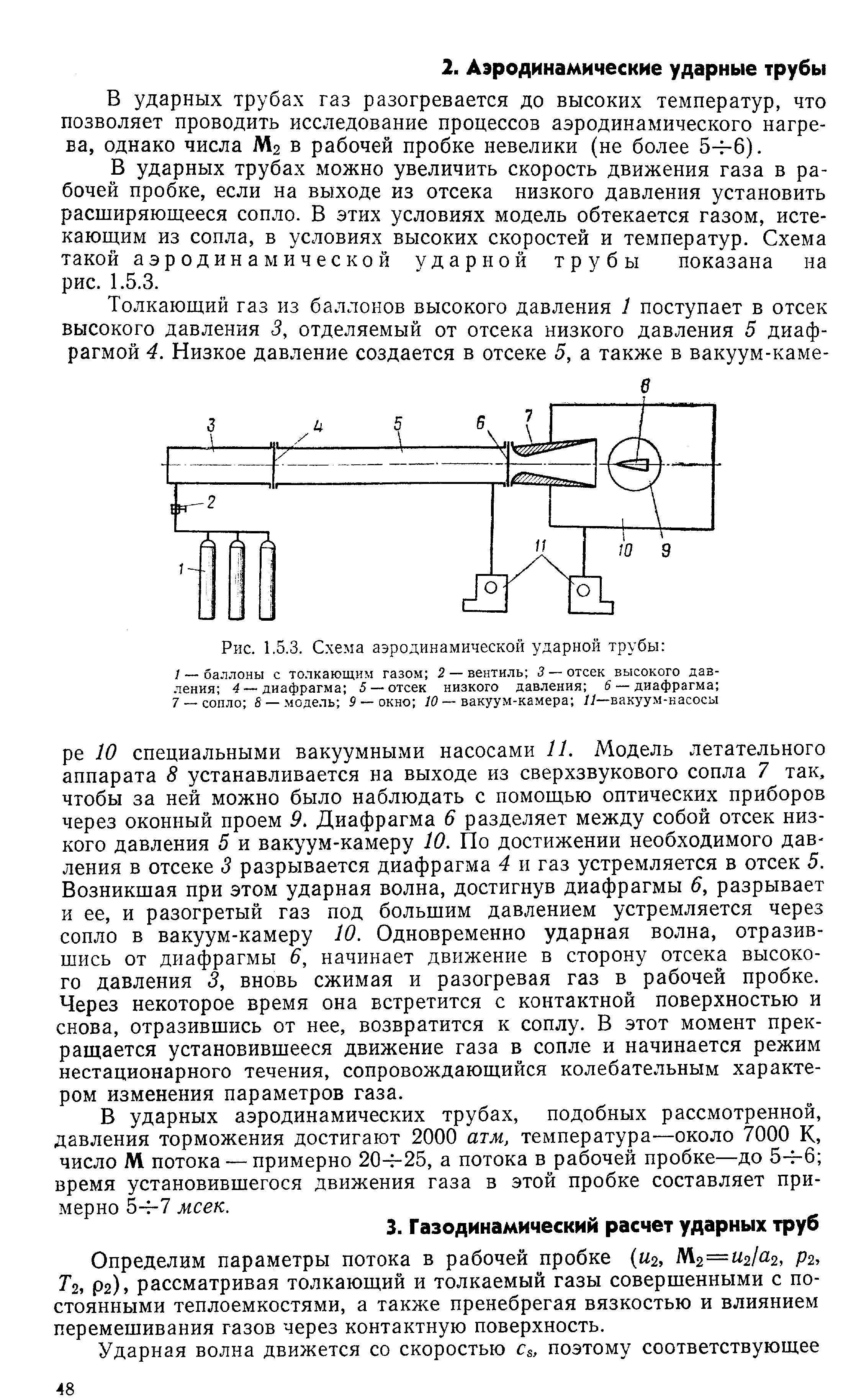 Рис. 1.5.3. Схема аэродинамической ударной трубы 
