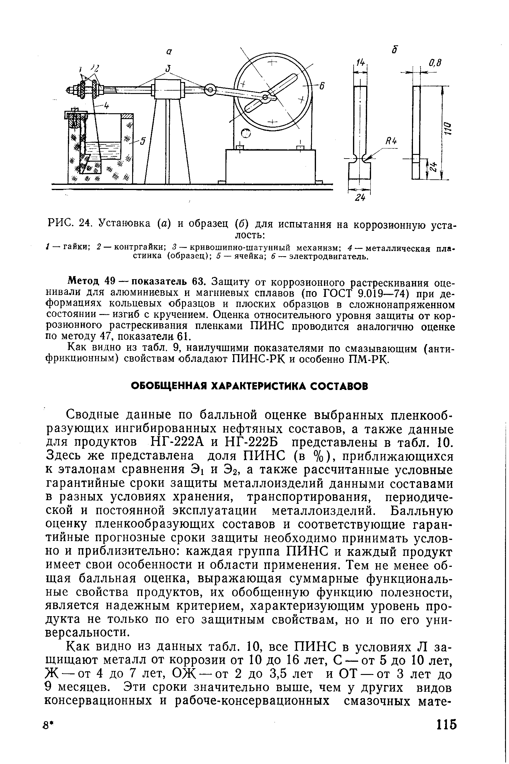 Сводные данные по балльной оценке выбранных пленкообразующих ингибированных нефтяных составов, а также данные для продуктов НГ-222А и НГ-222Б представлены в табл. 10. Здесь же представлена доля ПИНС (в %), приближающихся к эталонам сравнения 3i и Эг, а также рассчитанные условные гарантийные сроки защиты металлоизделий данными составами в разных условиях хранения, транспортирования, периодической и постоянной эксплуатации металлоизделий. Балльную оценку пленкообразующих составов и соответствующие гарантийные прогнозные сроки защиты необходимо принимать условно и приблизительно каждая группа ПИНС и каждый продукт имеет свои особенности и области применения. Тем не менее общая балльная оценка, выражающая суммарные функциональные свойства продуктов, их обобщенную функцию полезности, является надежным критерием, характеризующим уровень продукта не только по его защитным свойствам, но и по его универсальности.
