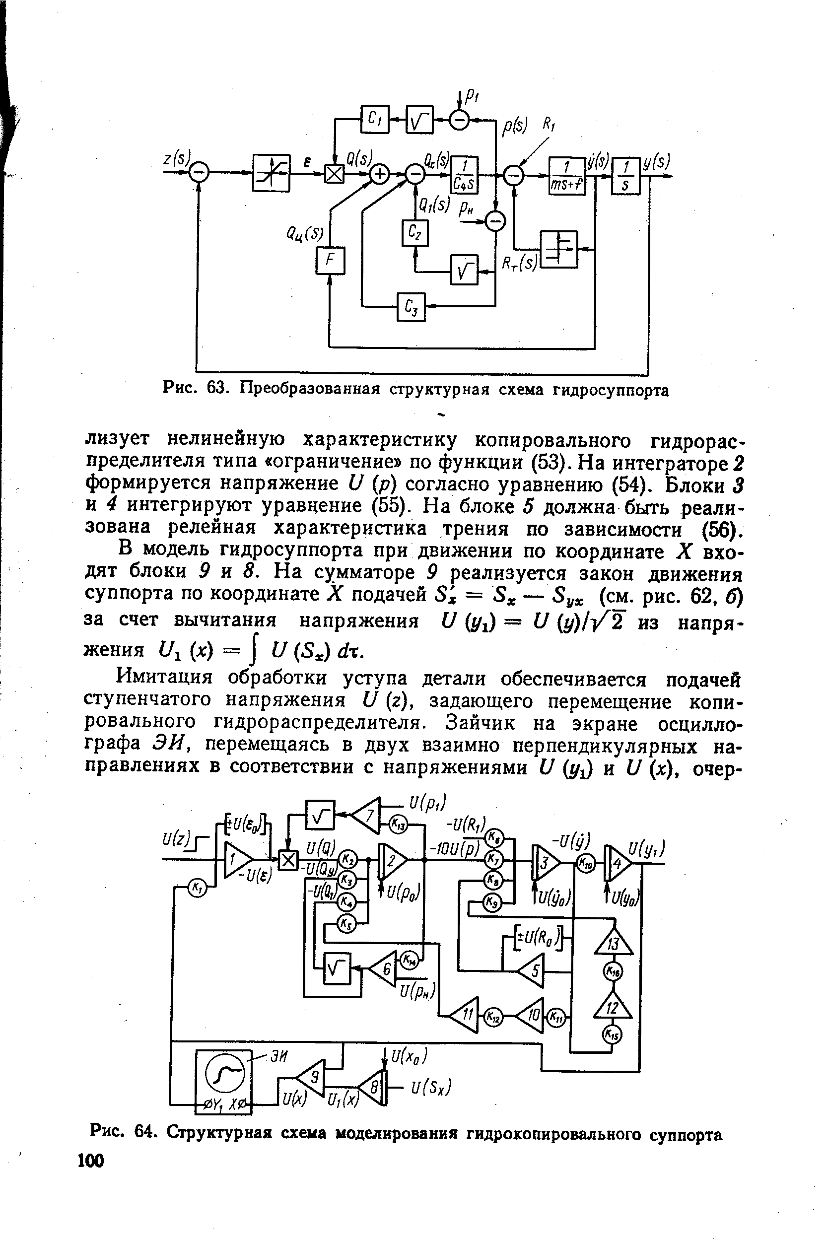 Рис. 63. Преобразованная структурная схема гидросуппорта
