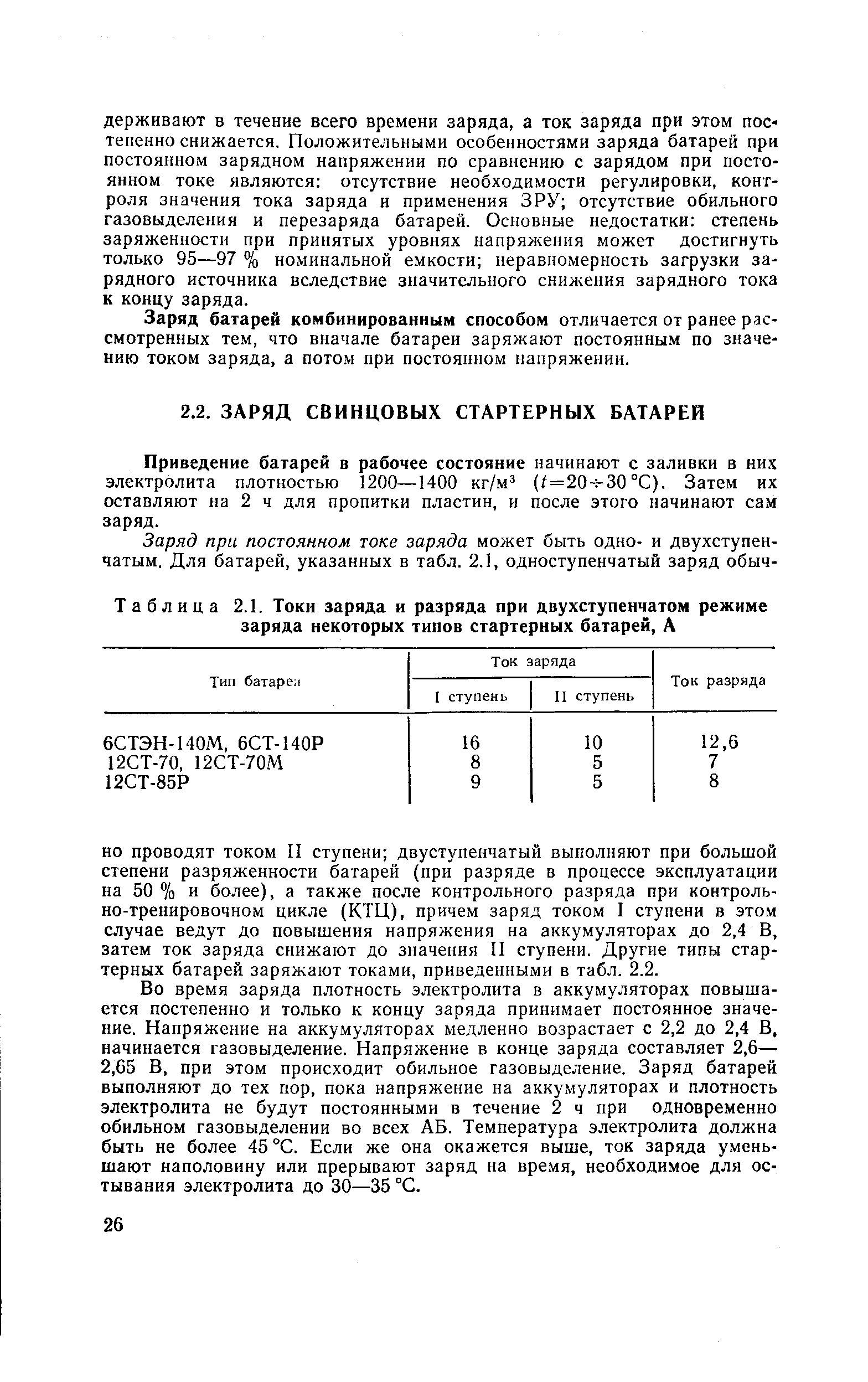 Приведение батарей в рабочее состояние начинают с заливки в них электролита плотностью 1200—1400 кг/м (/=20 30 °С). Затем их оставляют на 2 ч для пропитки пластин, и после этого начинают сам заряд.
