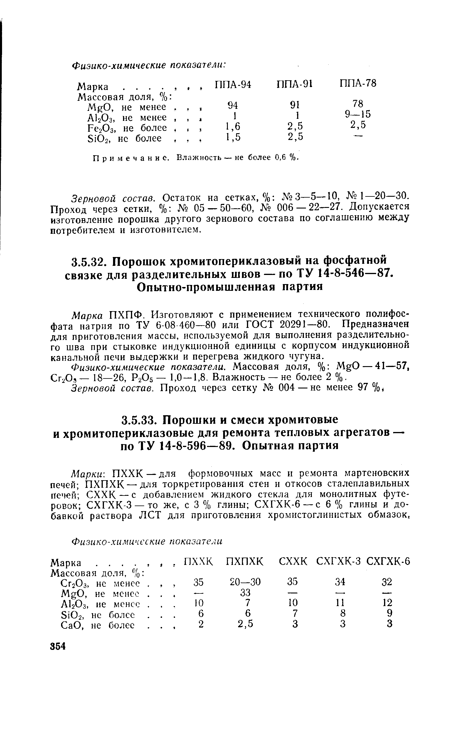 Марка ПХПФ. Изготовляют с применением технического полифосфата натрия по ТУ 6-08 460—80 или ГОСТ 20291—80. Предназначен для приготовления массы, используемой для выполнения разделительного шва при стыковке индукционной единицы с корпусом индукционной канальной печи выдержки и перегрева жидкого чугуна.
