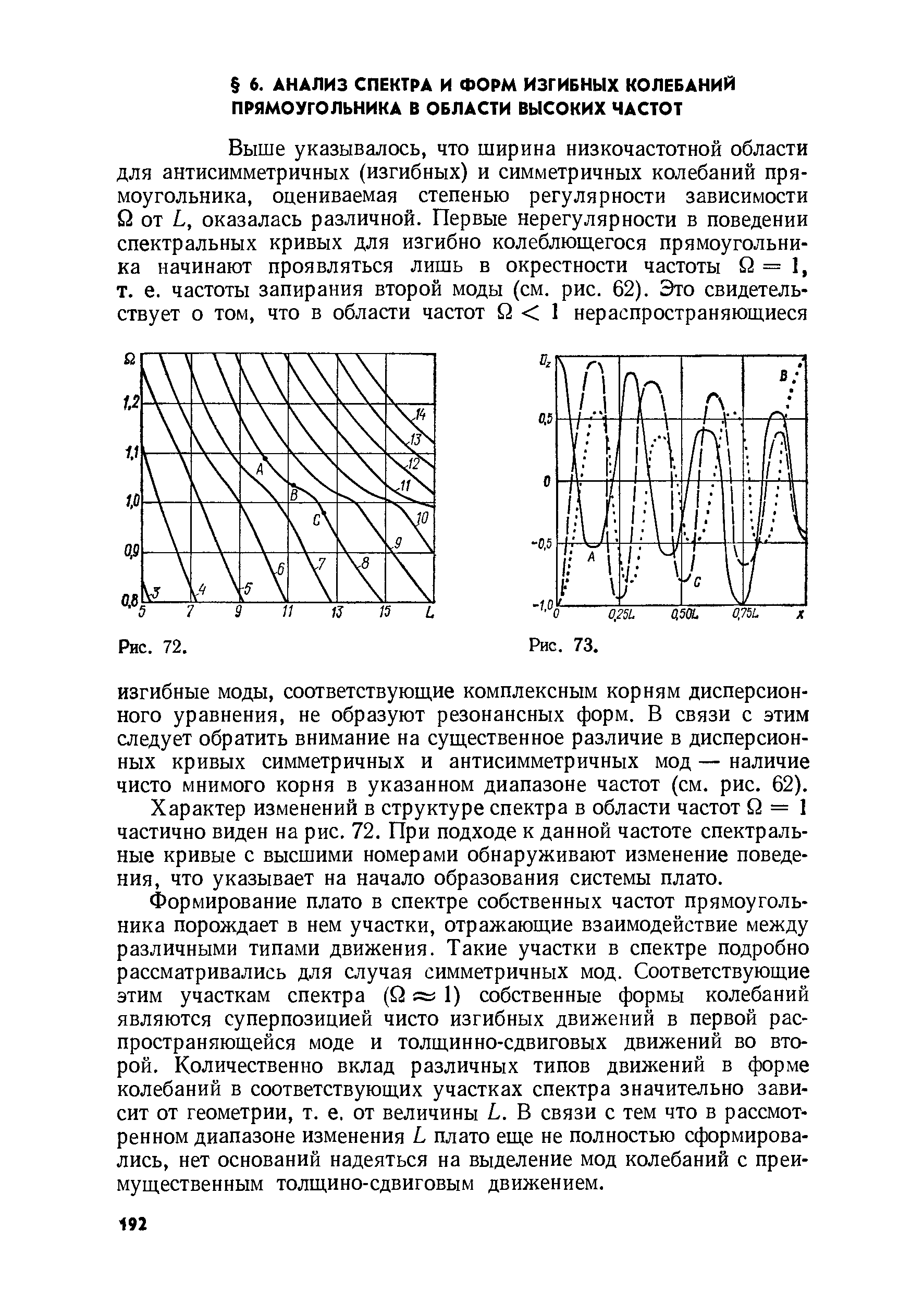 Характер изменений в структуре спектра в области частот Q = 1 частично виден на рис. 72. При подходе к данной частоте спектральные кривые с высшими номерами обнаруживают изменение поведения, что указывает на начало образования системы плато.
