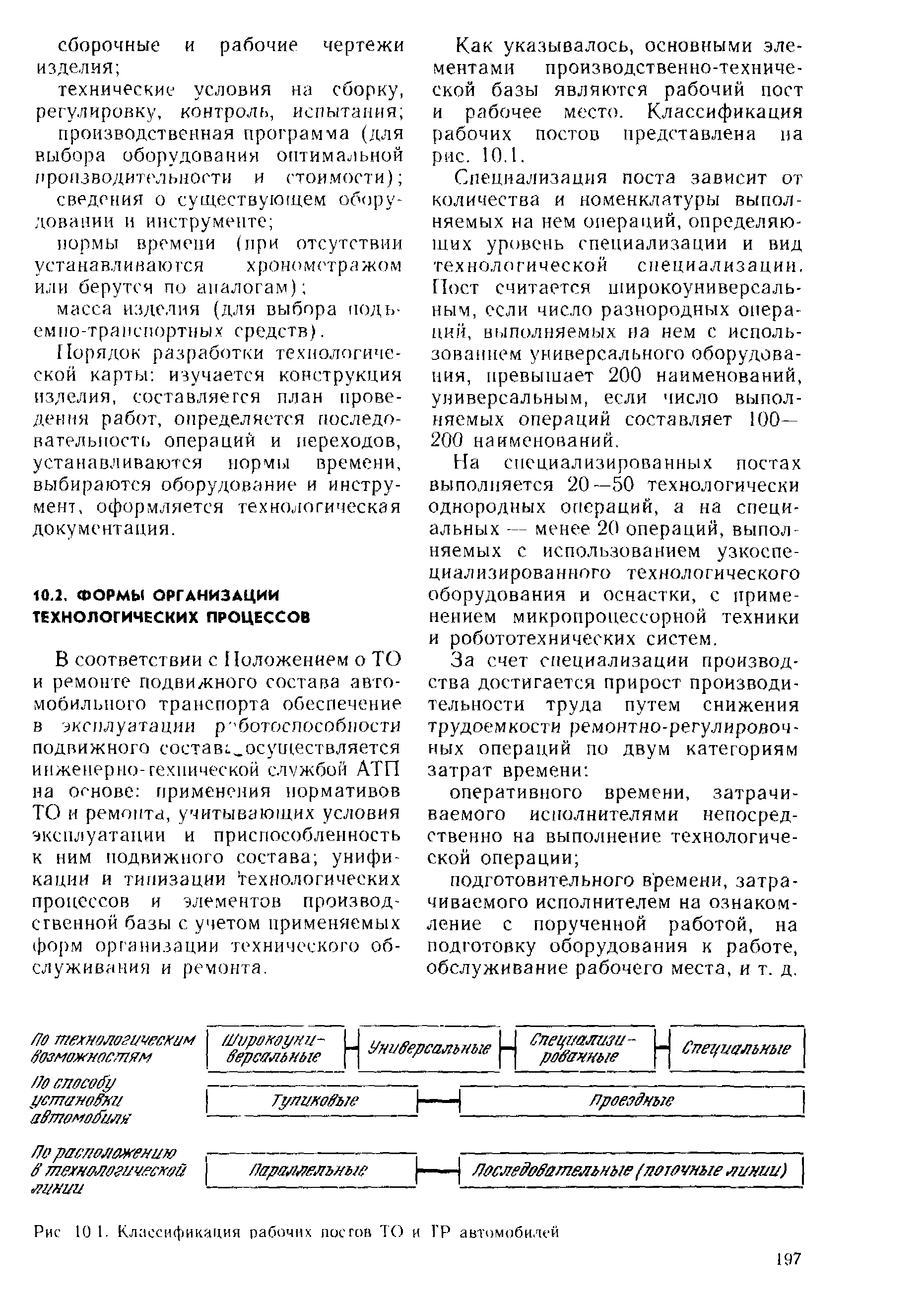 В соответствии с Положением о ТО и ремонте подвижного состава автомобильного транспорта обеспечение в эксплуатации р- ботоспособ)/осги подвижного состав1 осуп1ествляется инженерно-технической службой АТП на основе применения нормативов ТО и ремонта, учитывающих условия эксплуатации и приспособленность к ним подвижного состава унификации и типизации технологических процессов и элементов производственной базы с учетом применяемых (f)opM организации технического обслуживания и ремонта.
