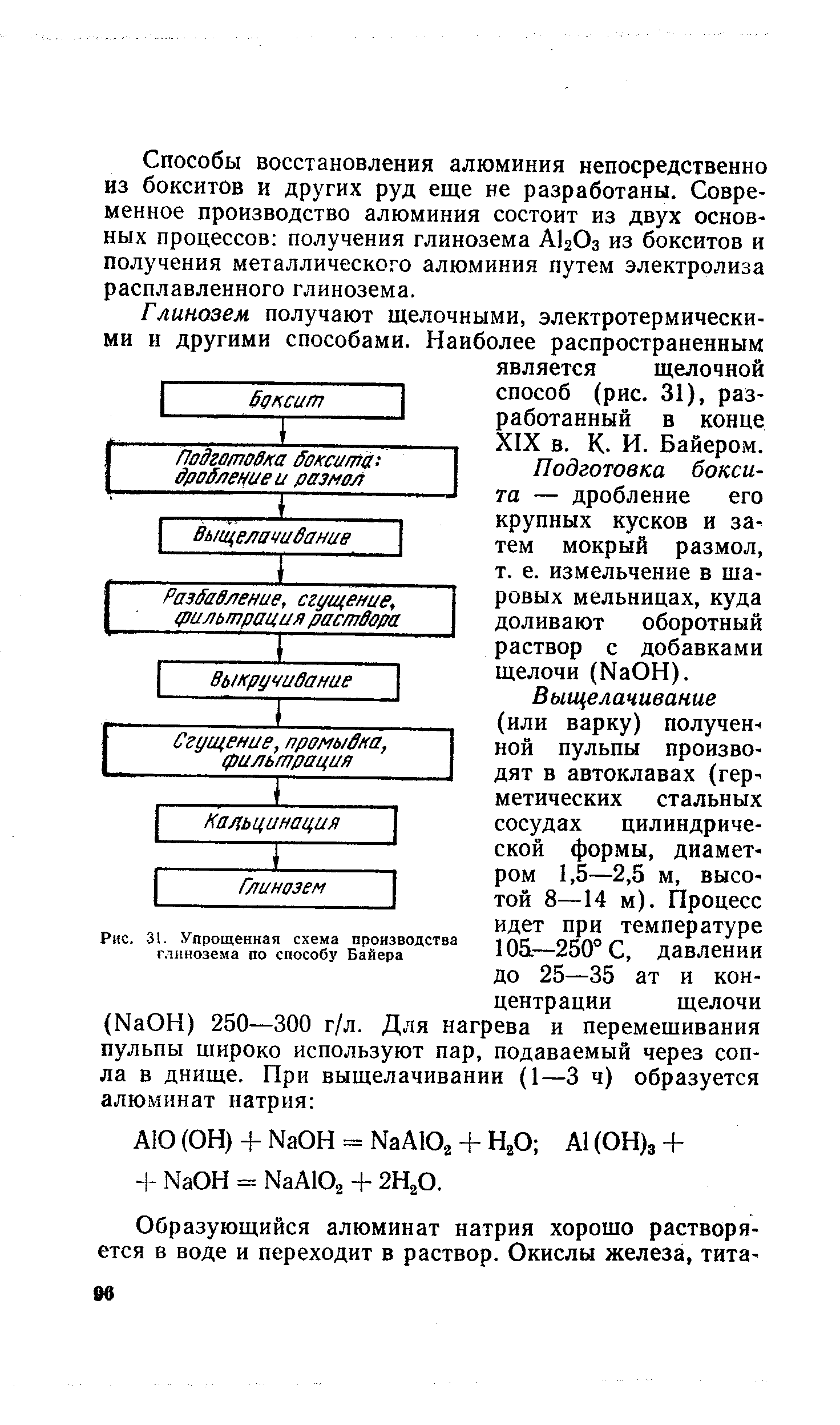 Рис. 31. Упрощенная схема производства глинозема по способу Байера
