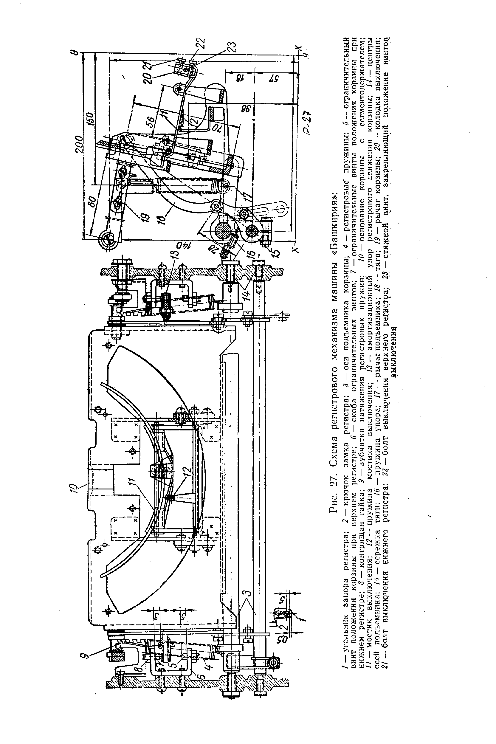 Рис. 27. Схема регистрового механизма машины Башкирия 
