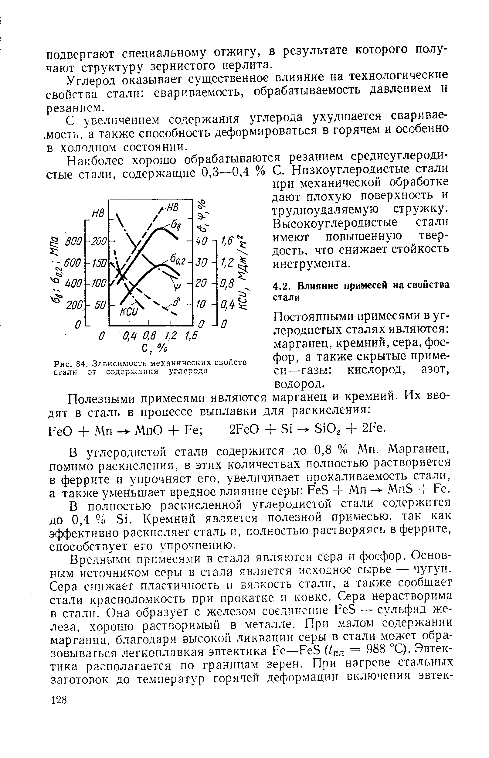 Постоянными примесями в углеродистых сталях являются марганец, кремний,сера, фосфор, а также скрытые примеси—газы кислород, азот, водород.
