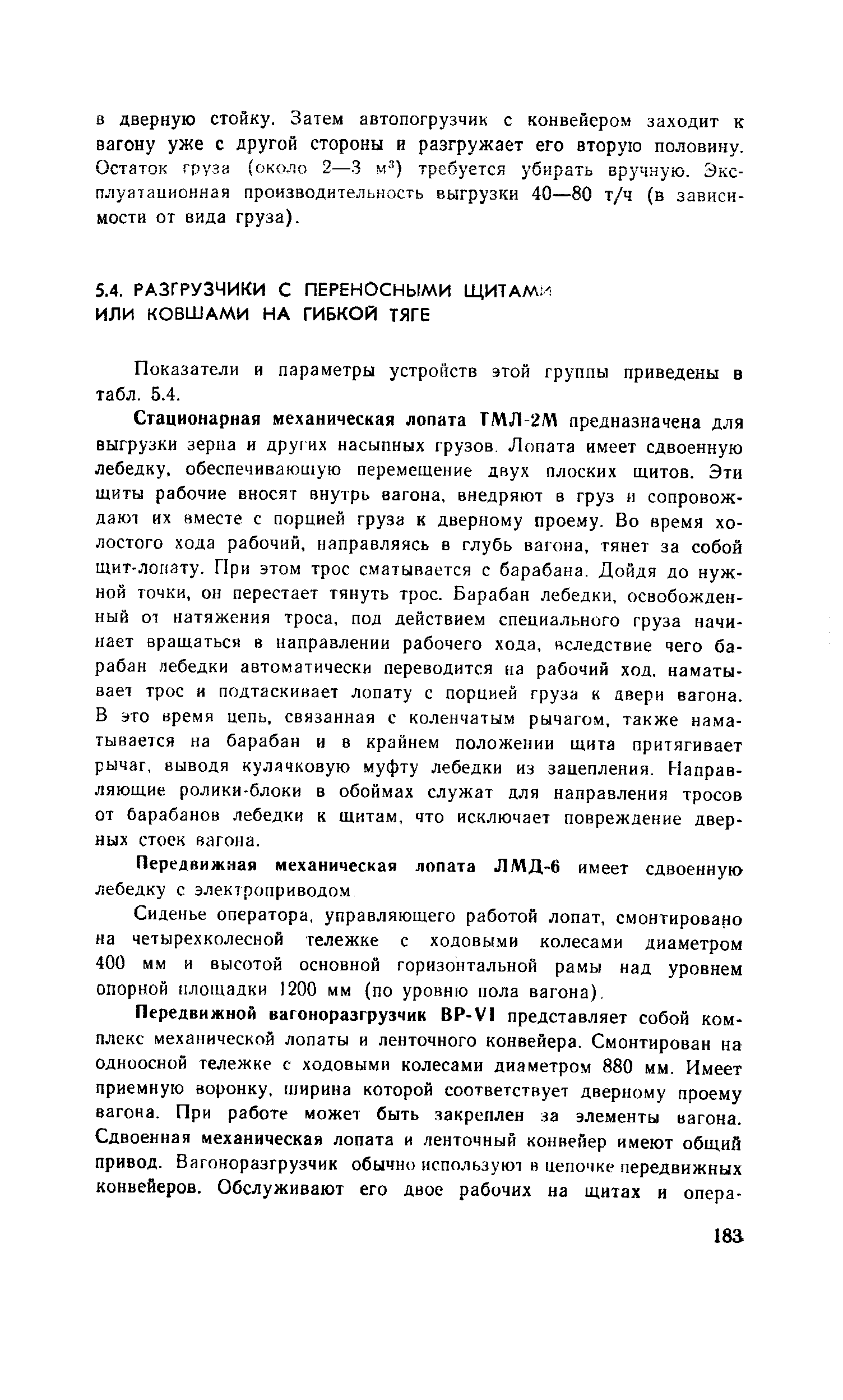 Показатели и параметры устройств этой группы приведены в табл. 5.4.
