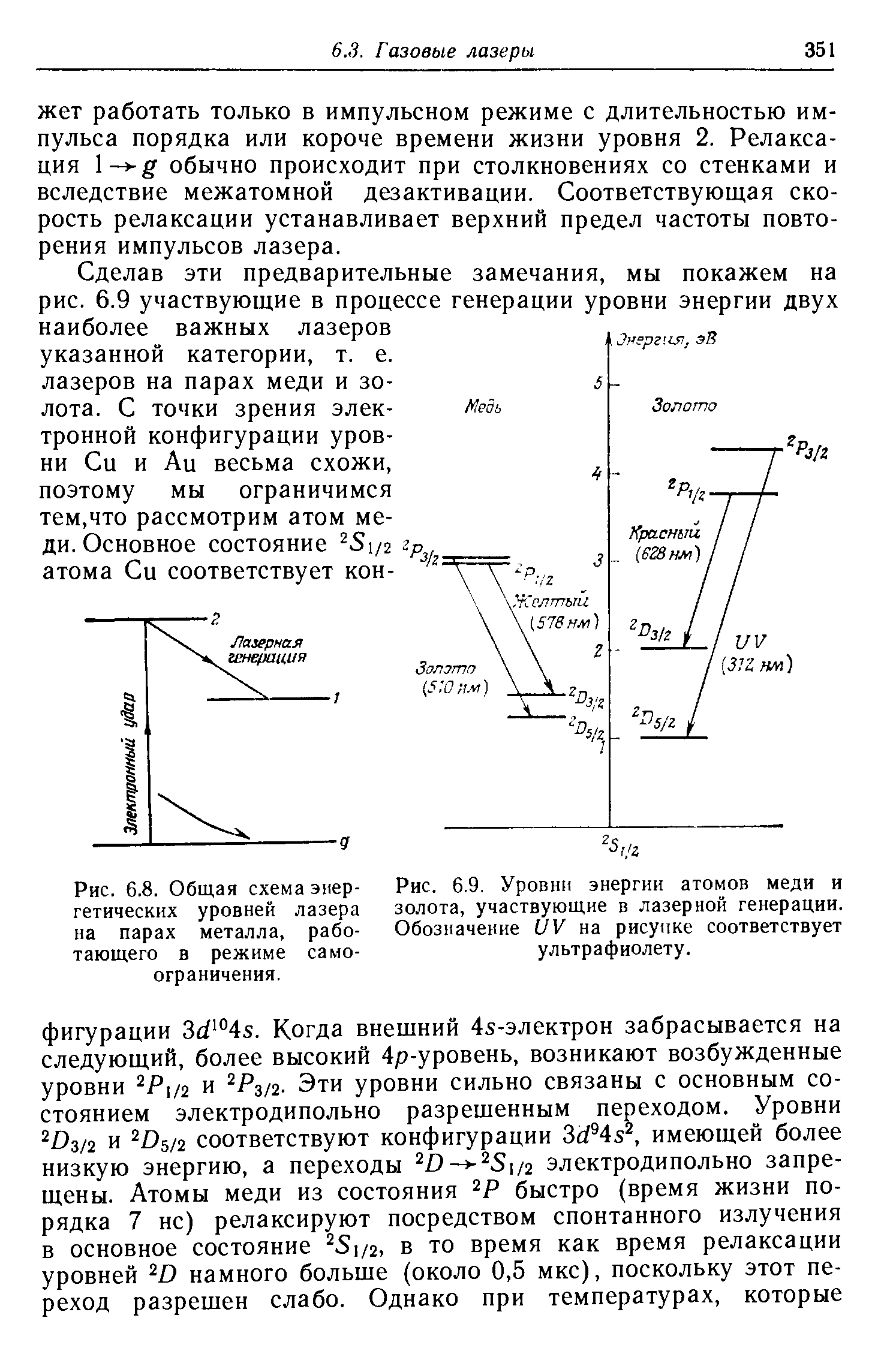 Рис. 6.8. <a href="/info/4759">Общая схема</a> энергетических уровней лазера на парах металла, работающего в режиме самоограничения.
