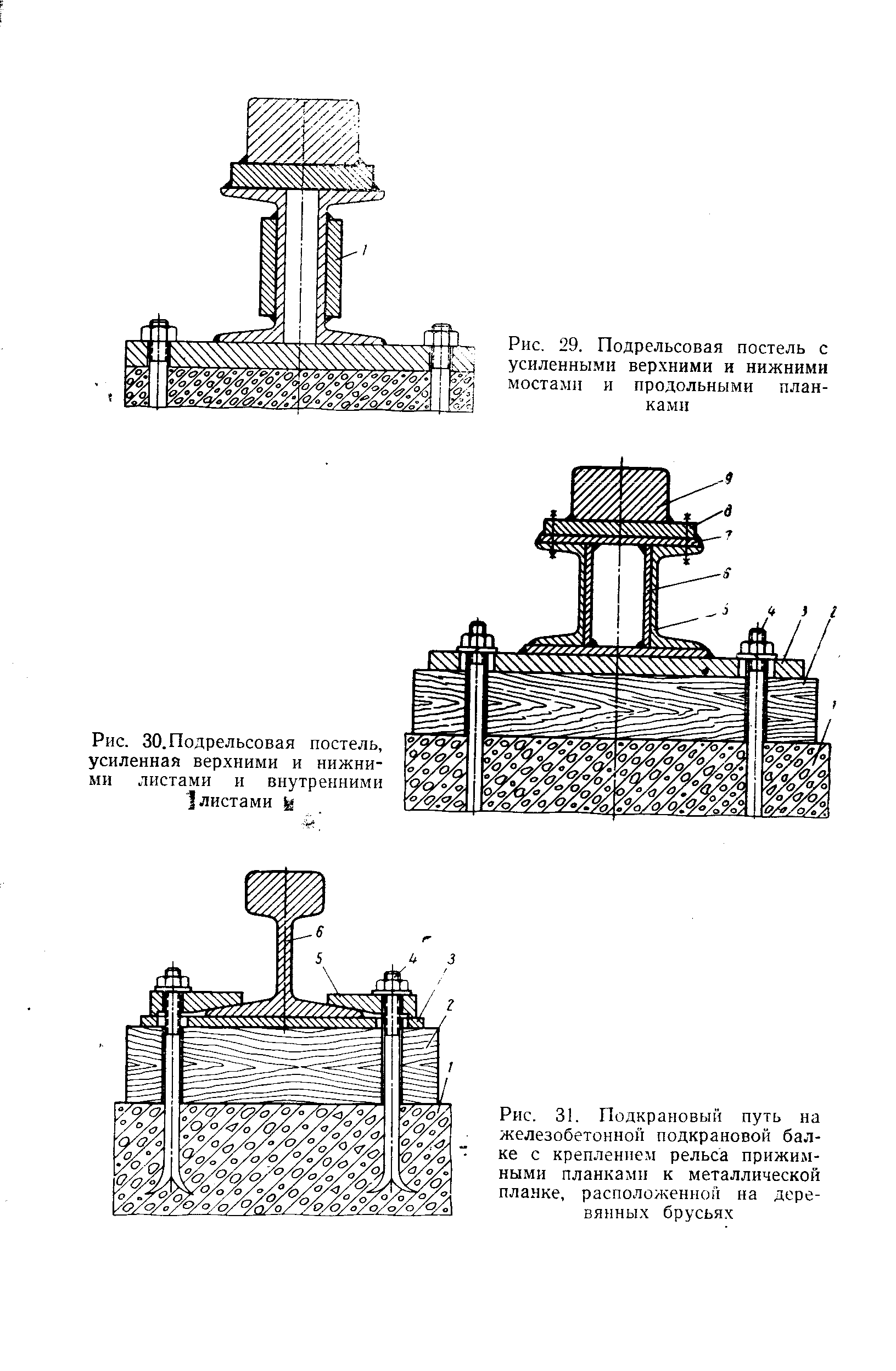 Укажите на каком рисунке изображено крепление рельса к подкрановой балке с помощью крепежных планок