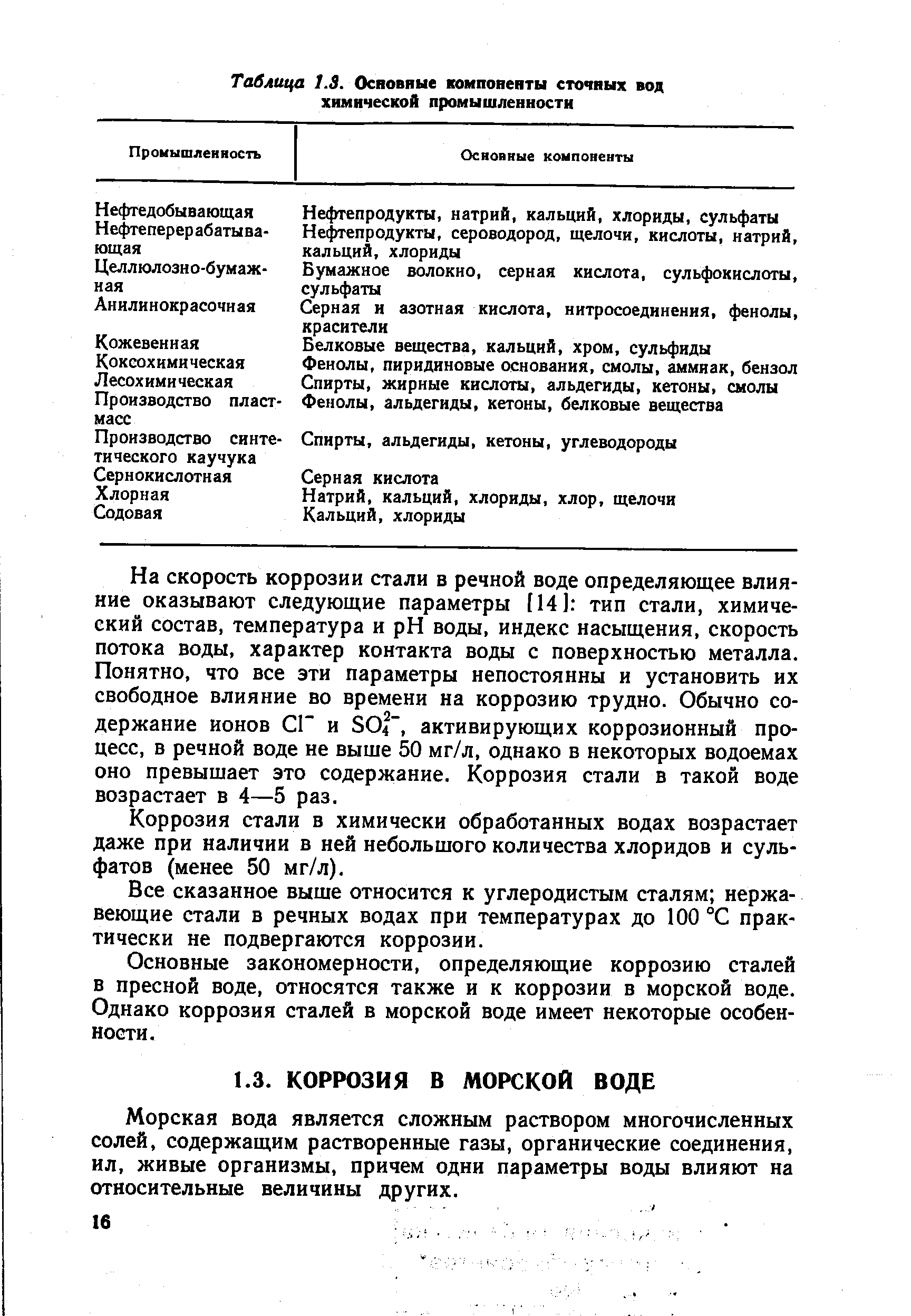 Основные закономерности, определяющие коррозию сталей в пресной воде, относятся также и к коррозии в морской воде. Однако коррозия сталей в морской воде имеет некоторые особенности.
