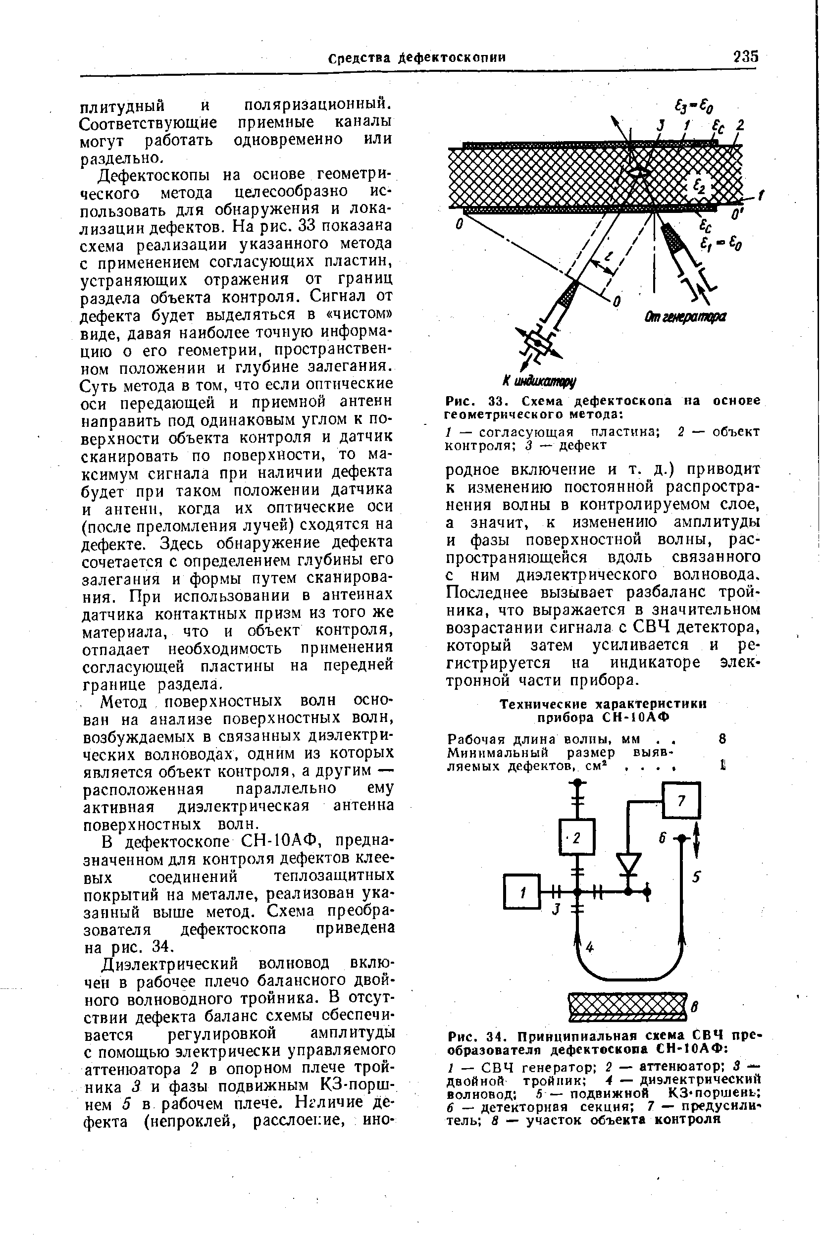 Рис. 33. Схема дефектоскопа на осмосе геометрического метода 
