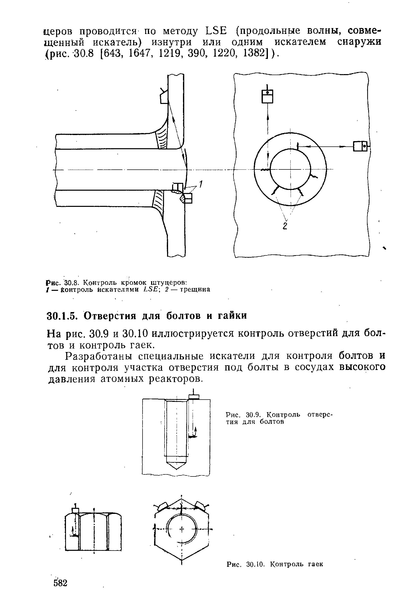На рис. 30.9 и 30.10 иллюстрируется контроль отверстий для болтов и контроль гаек.
